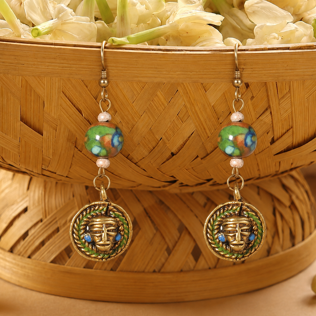 Bohemian Brass Strokes Ethnic Earrings