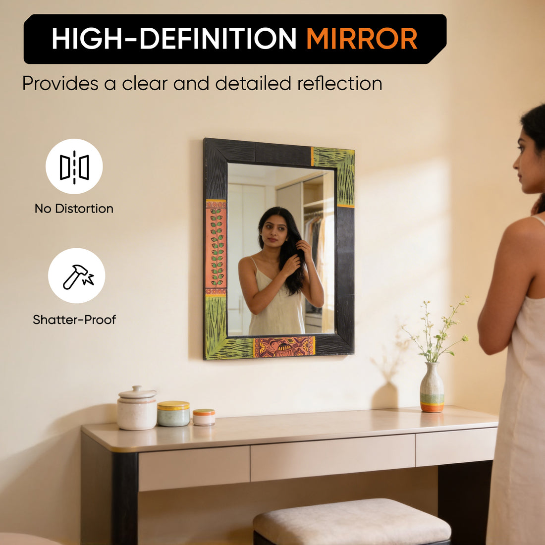 Mirror Handcrafted with Madhubani Art (12x16)