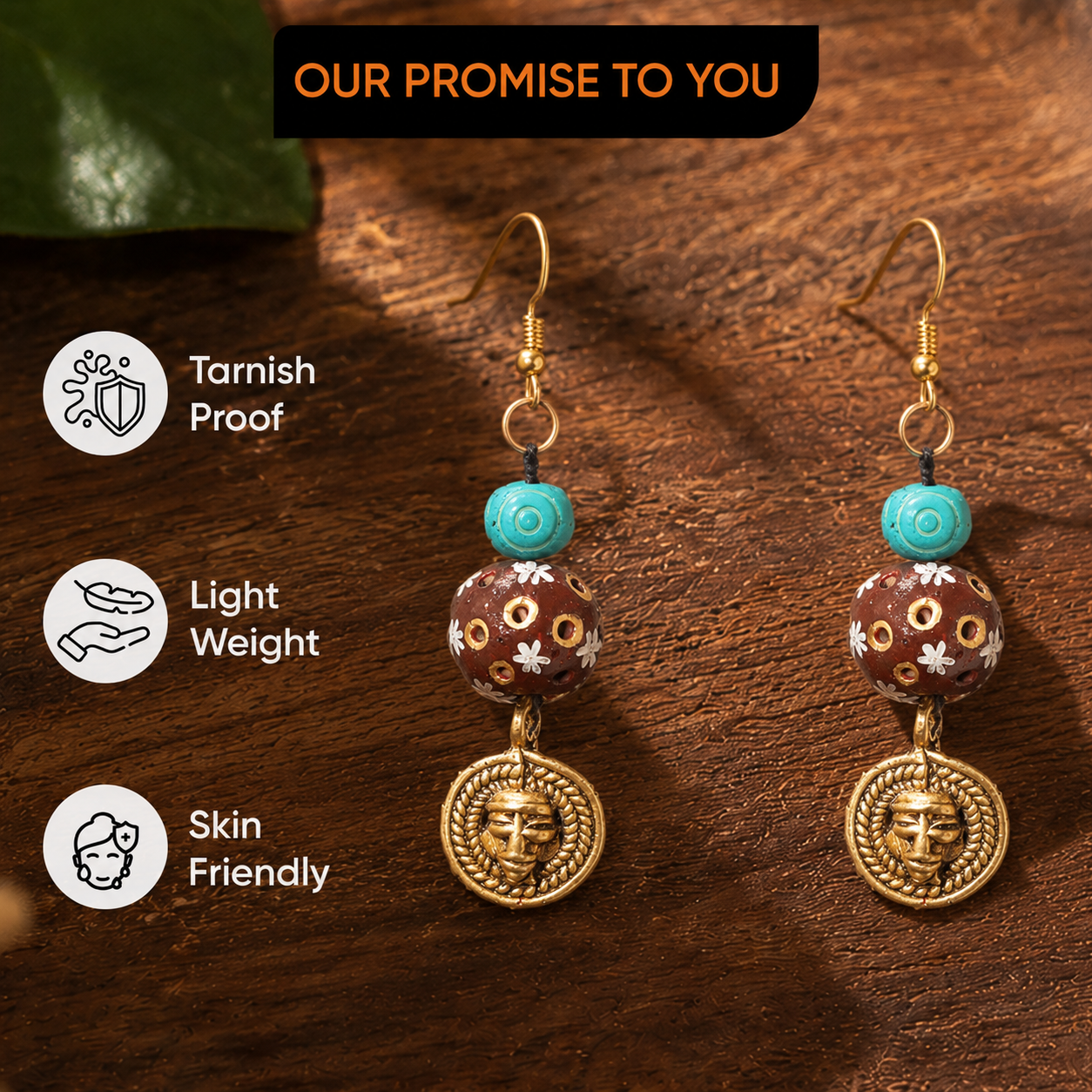Brass Blossom Strokes Ethnic Earrings