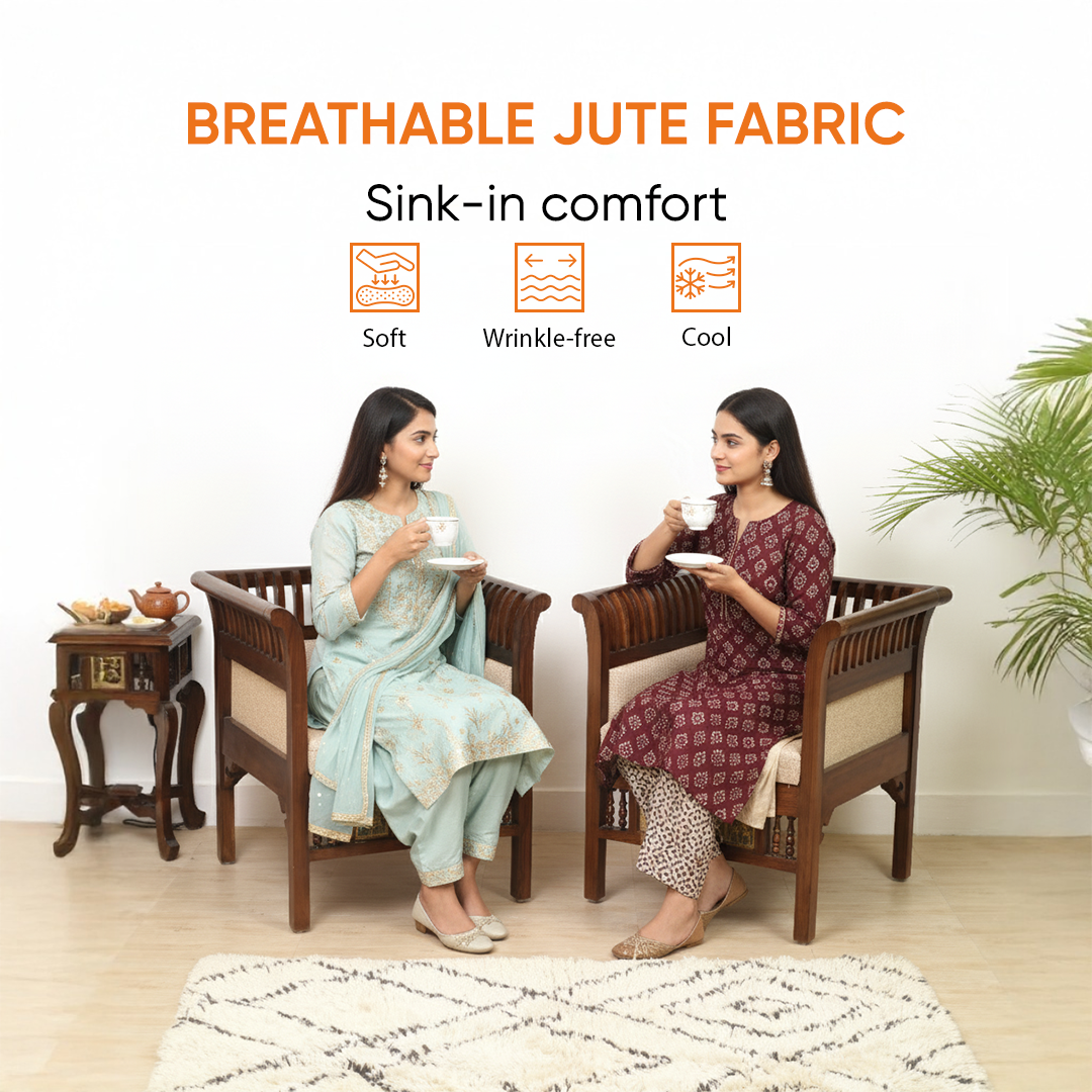 Polo-I Single Seater Sofa in Striped Wood Pattern created in Teakwood with Walnut Finish