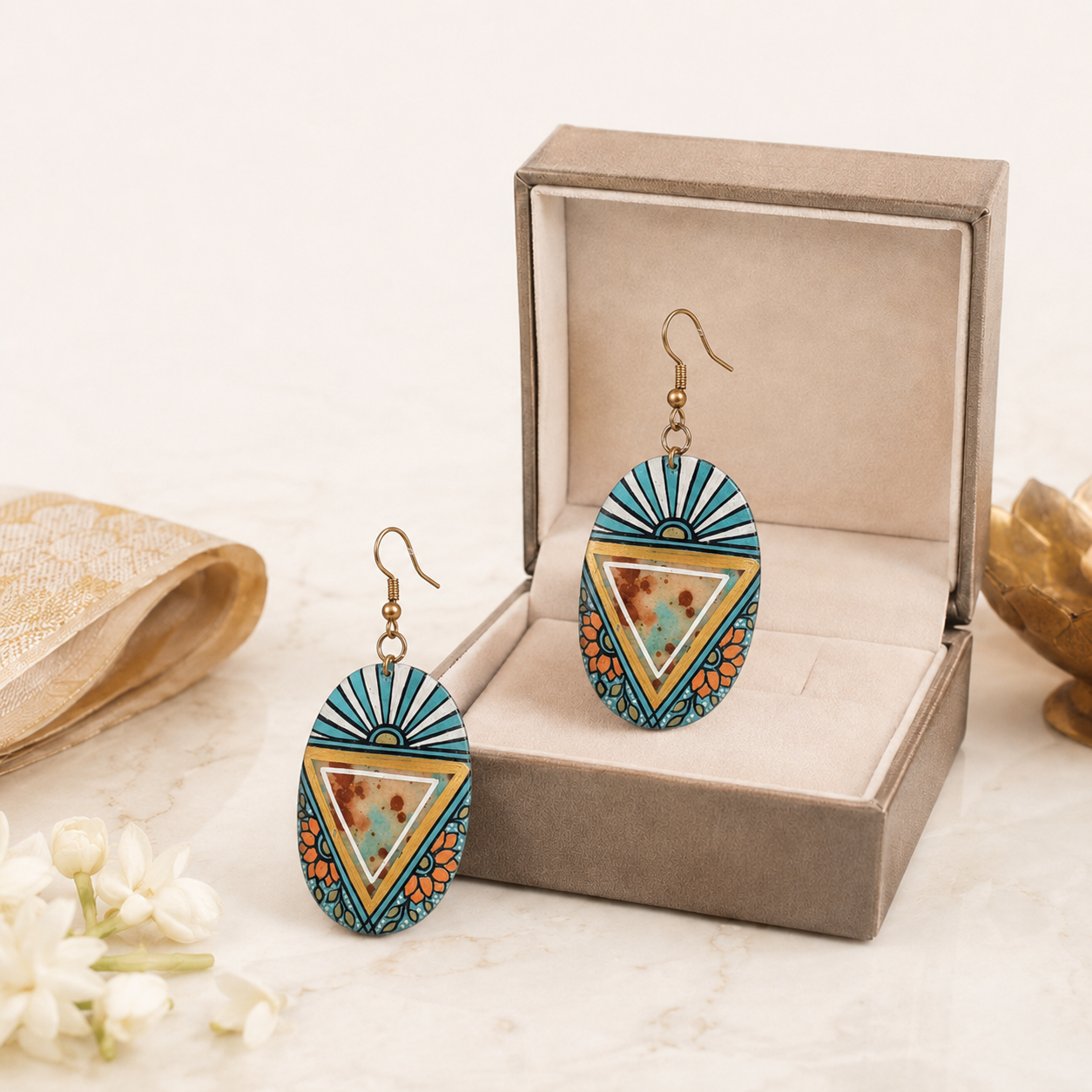 Soulful Henna Chandeliers Ethnic Earrings