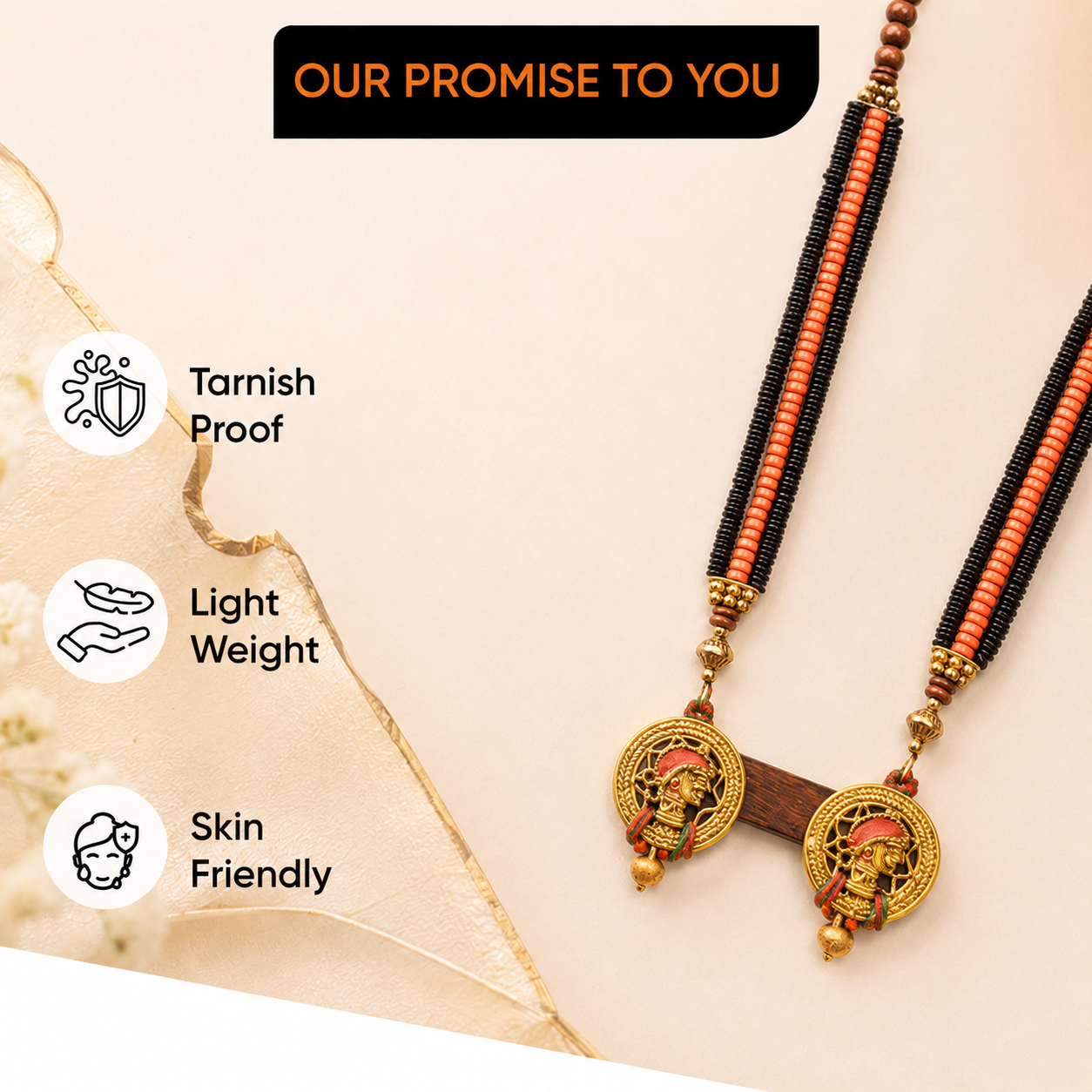 Regal Sisters: Handcrafted Wooden Necklace