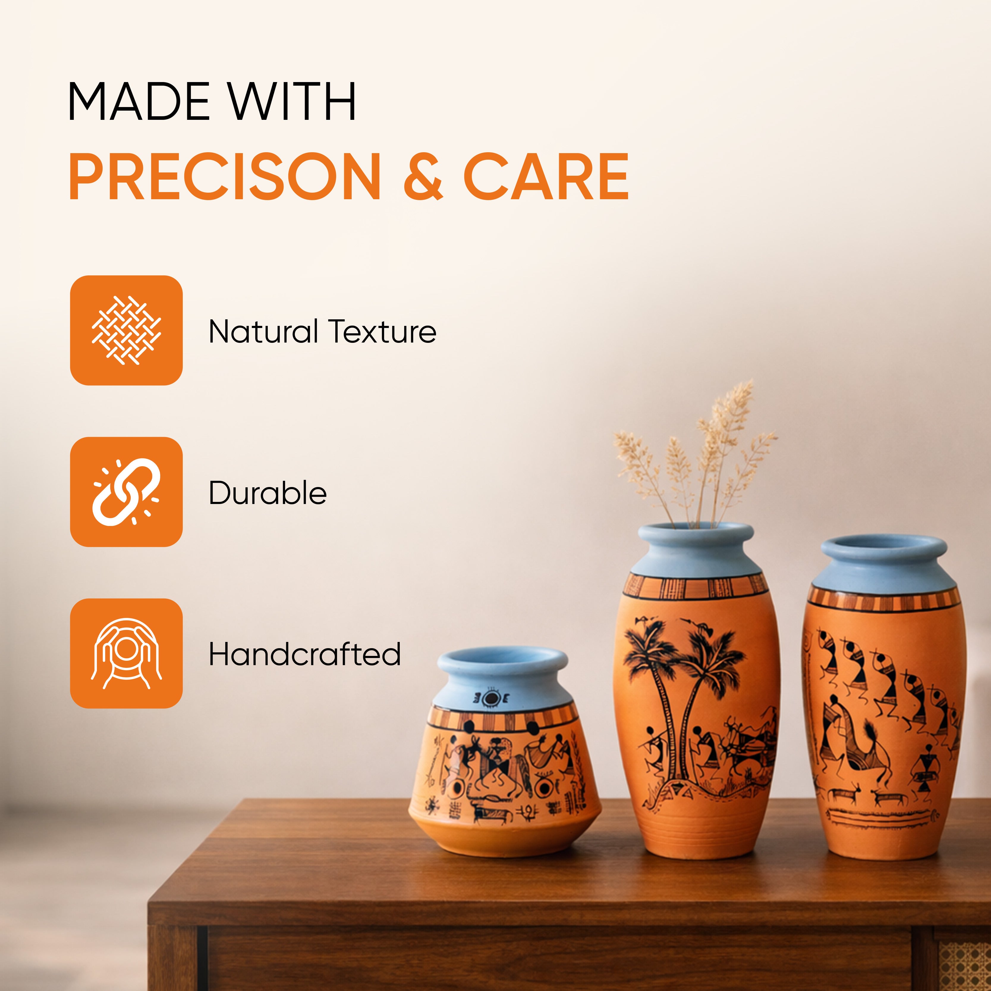 Desert Safari Terracotta Vase (Set of 3)