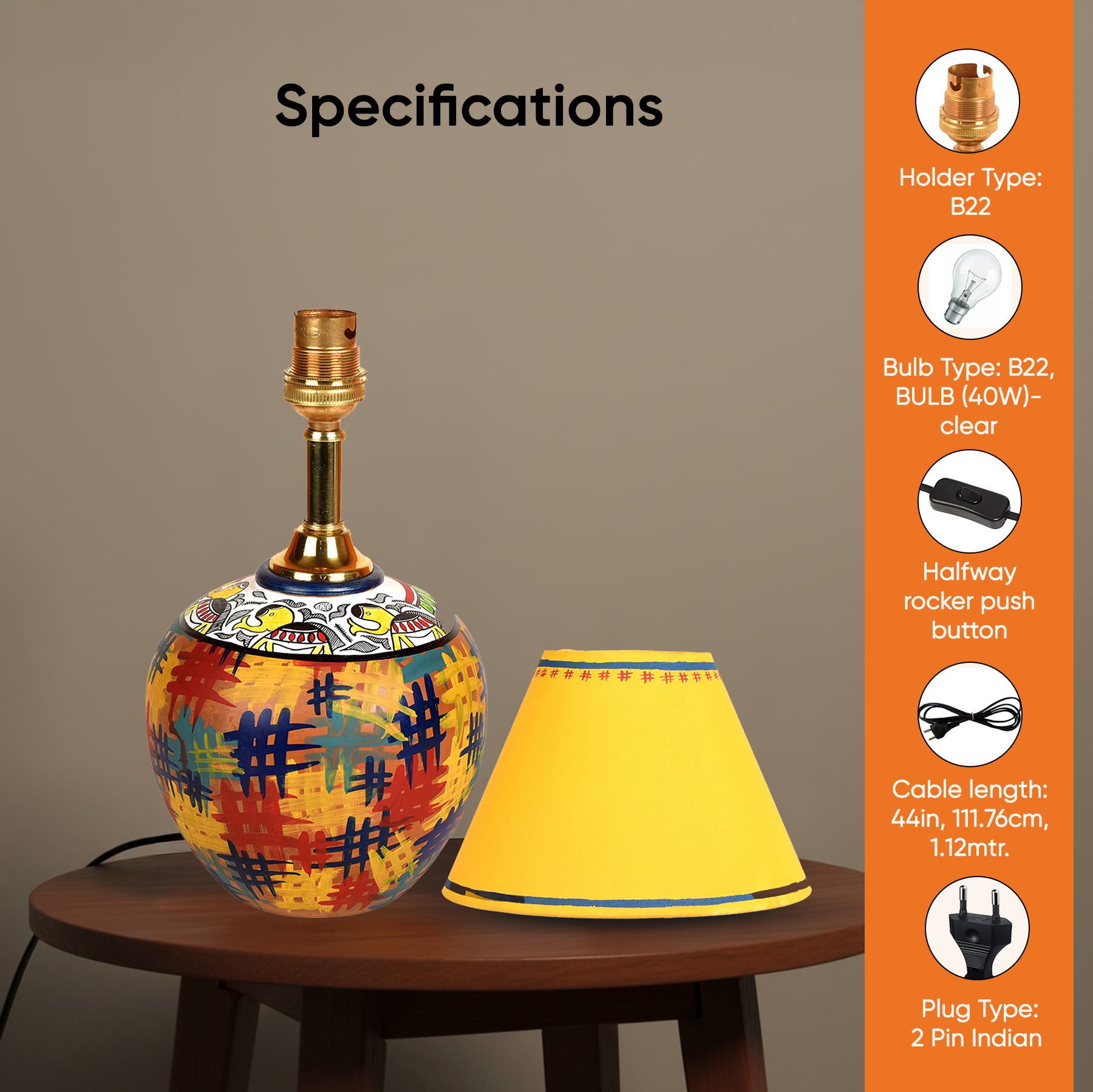 Colour Splash Terracotta Table Lamp (8x12)