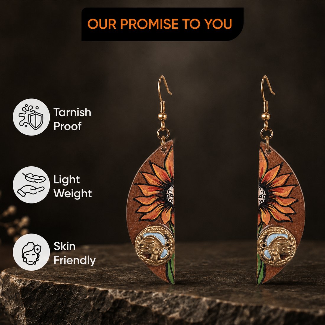 Butterfly-XII' Handcrafted Tribal Wooden Earrings