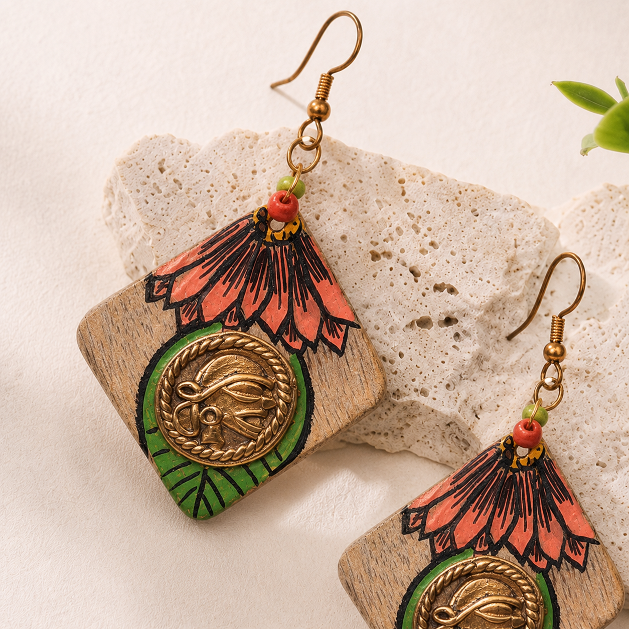 Butterfly-V' Handcrafted Tribal Wooden Earrings