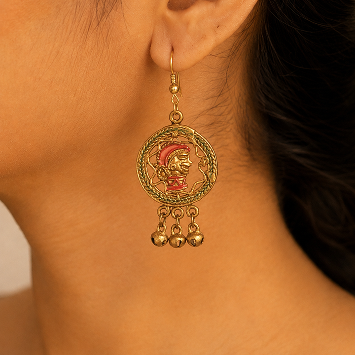The Empress Star Handcrafted Trobal Dhokra Earrings