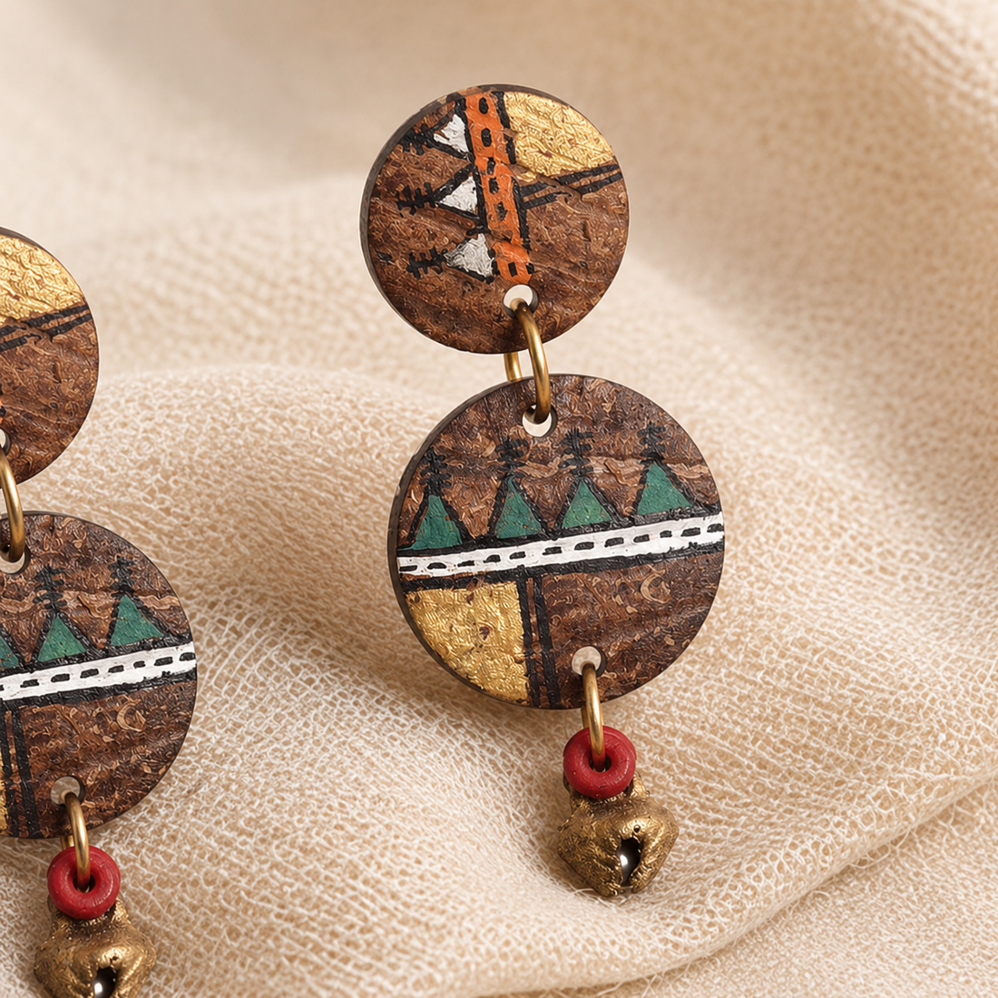 Ethnic Chic: Handcrafted Wooden Earrings with Warli Artwork