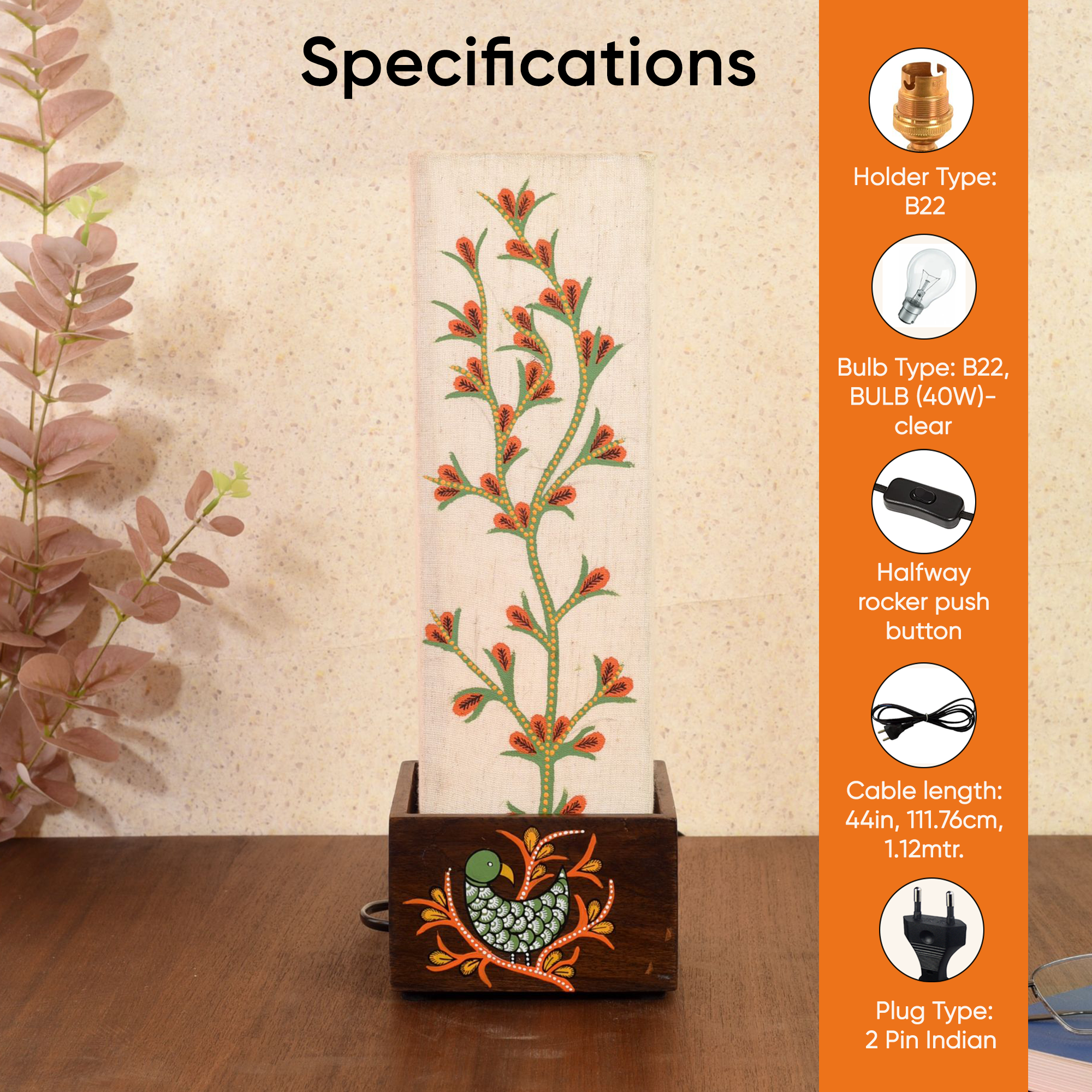 Birds in Tree Pillar Table Lamp