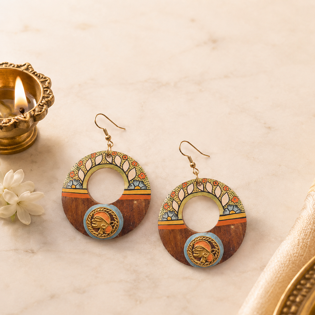 Princess-II' Handcrafted Tribal Wooden Earrings