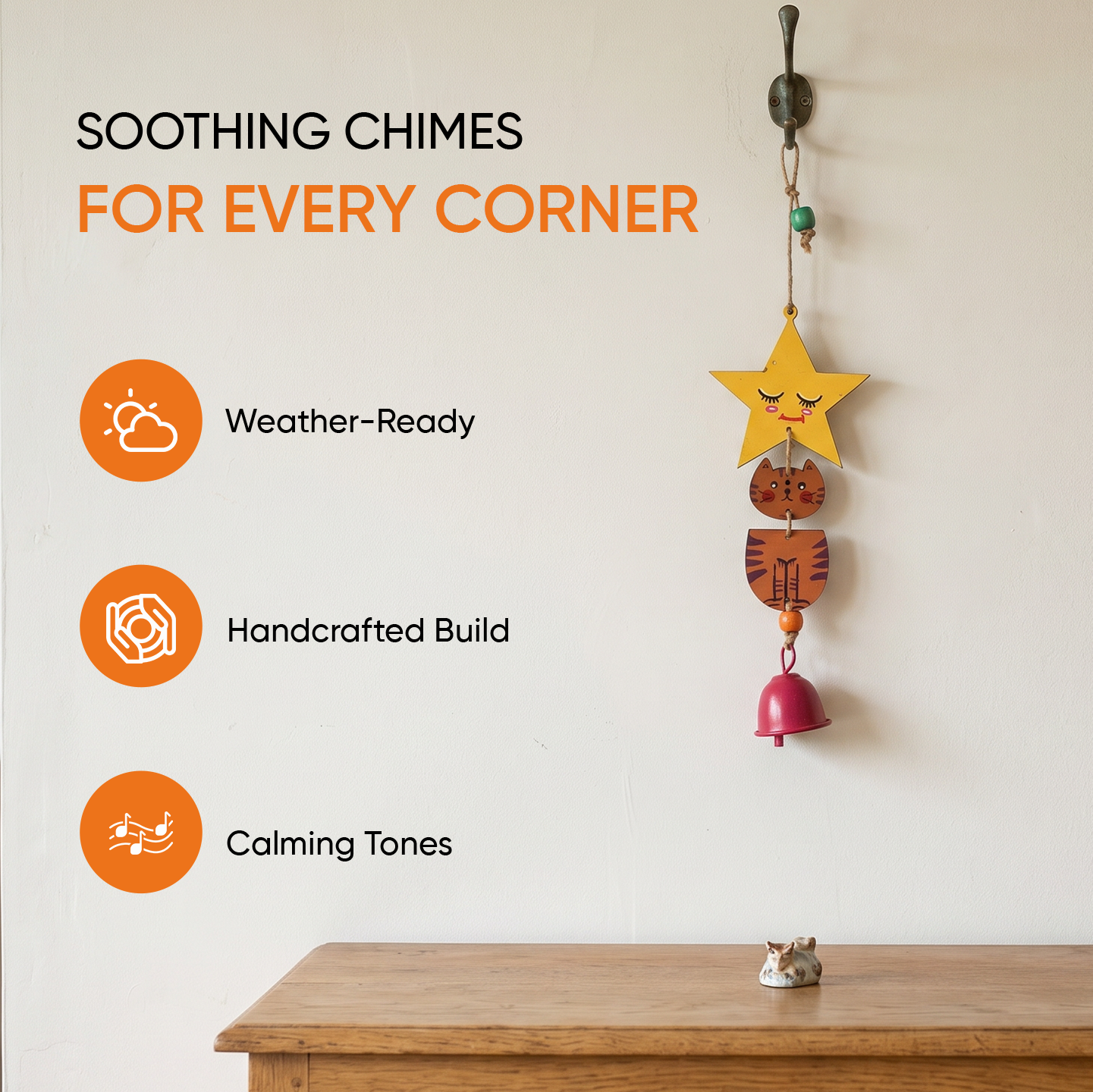 Orange Kitty Wind Chime (12x3)