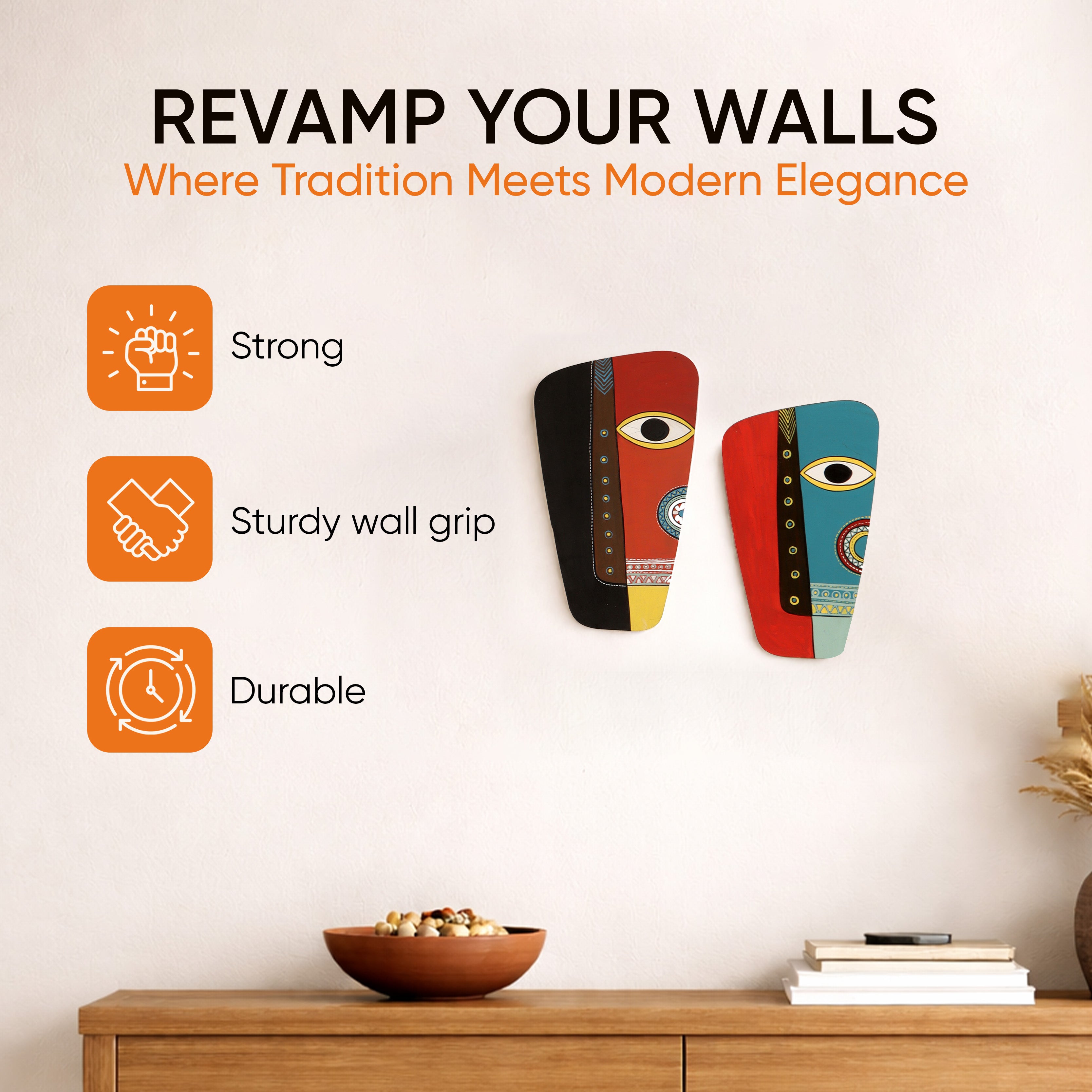 Bunty & Bubbly Wall Decor Mask set of 2