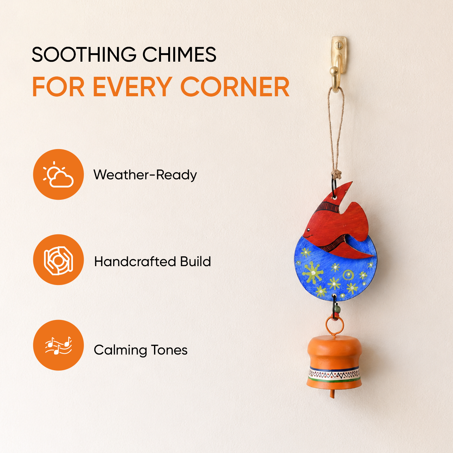 Windchime Wooden Fish Small (12x3.5)