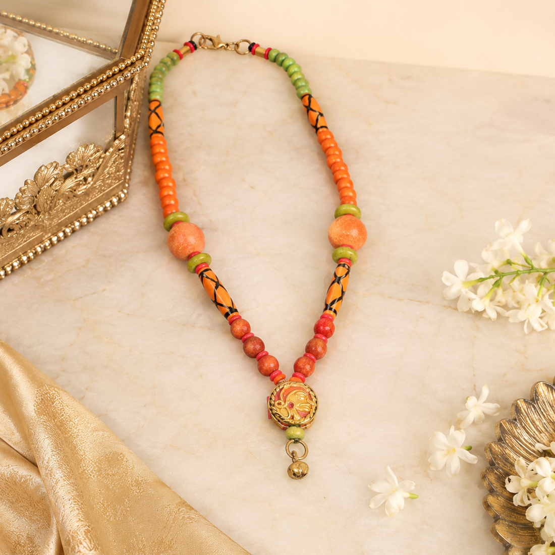 The Orange Queen Handcrafted Tribal Necklace