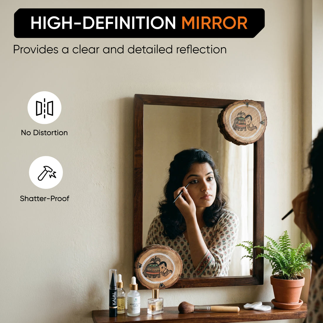 Mirror Handcrafted with Round Madhubani Tiles (12x18)