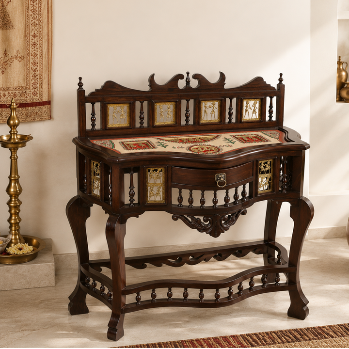 Royal Console Table in Teakwood with Walnut Finish (36x17x38)