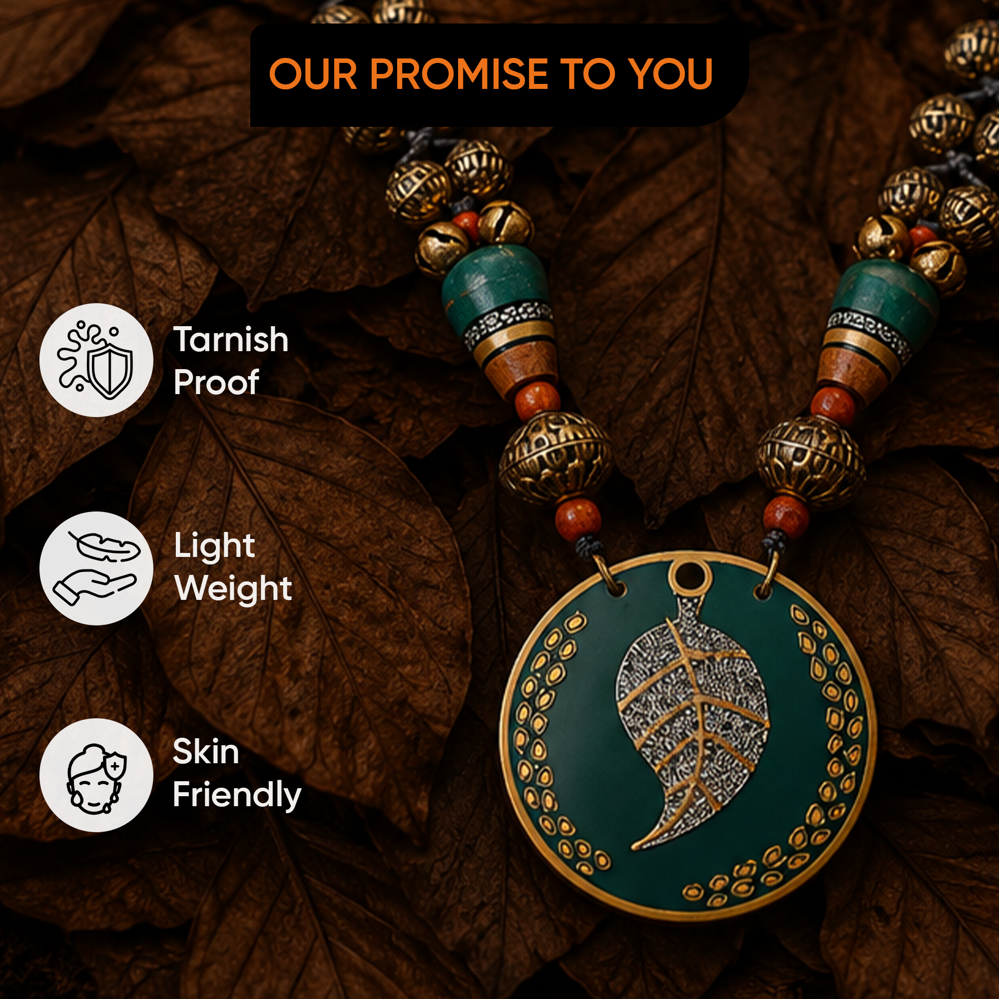 Verdant Leaf Brass Necklace