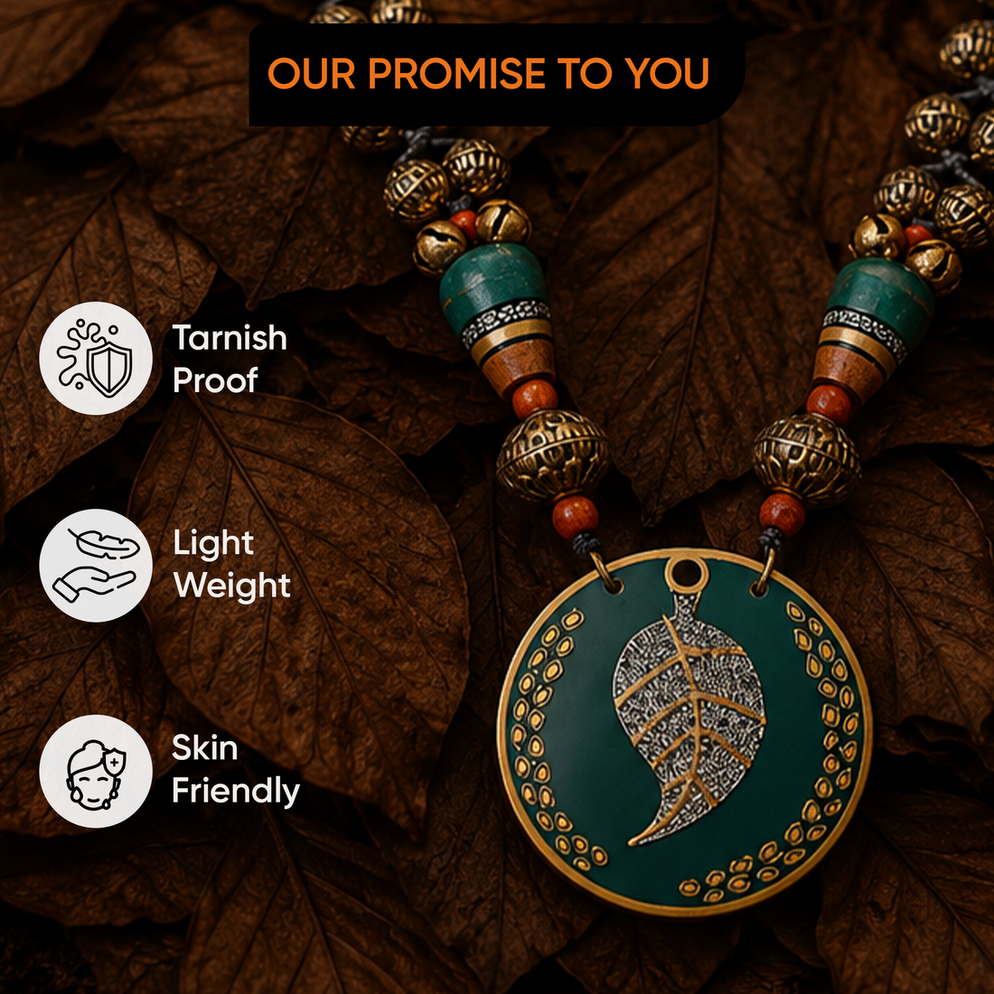 Verdant Leaf Brass Necklace