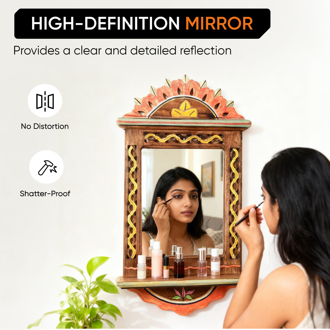 Apratim Mirror with handpainted carvings