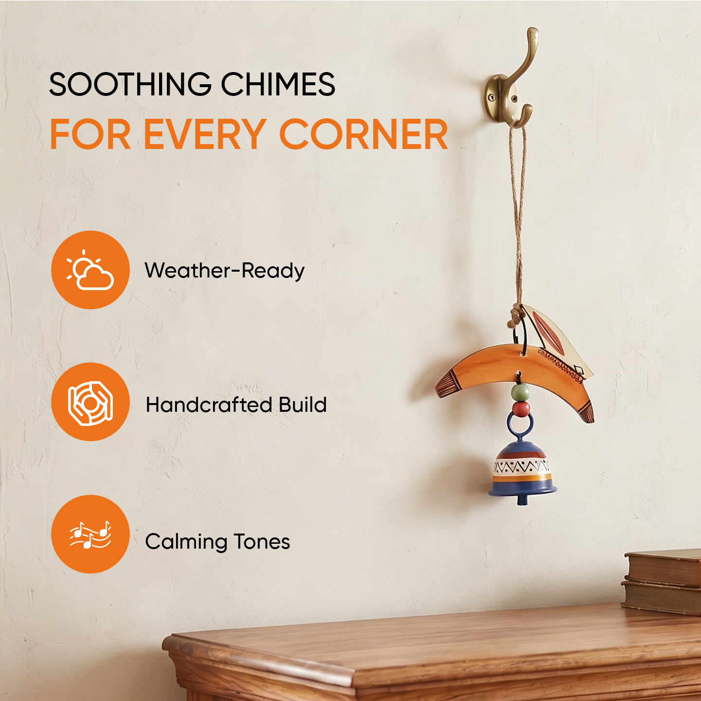 Rabbit Wind Chimes with Metal Bell for Outdoor Hanging and Home Decoration