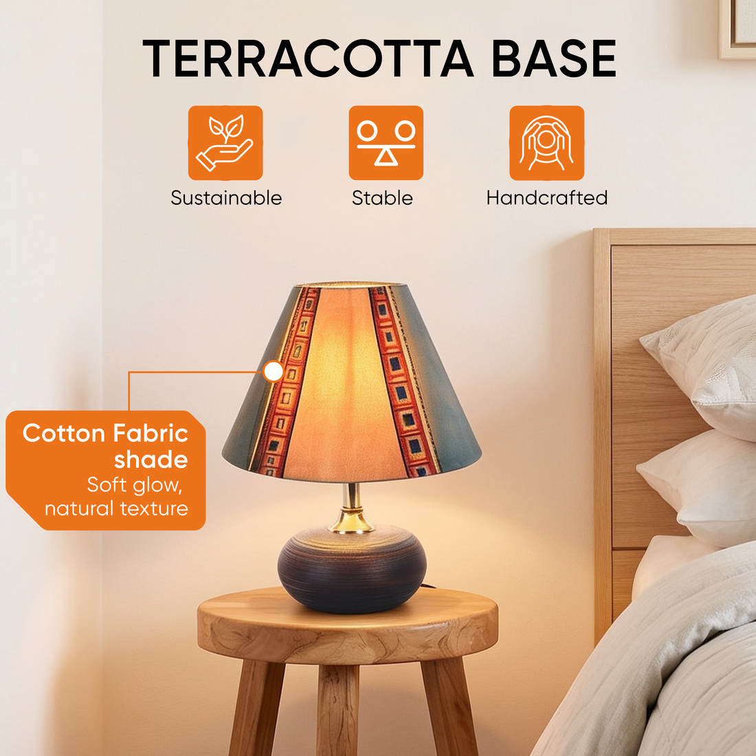 Midnight Glow Terracotta Table Lampshade (8x8x10)