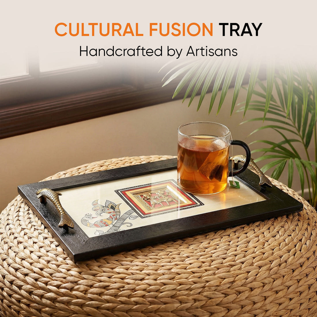 Cultural Fusion Hand-Painted Tray