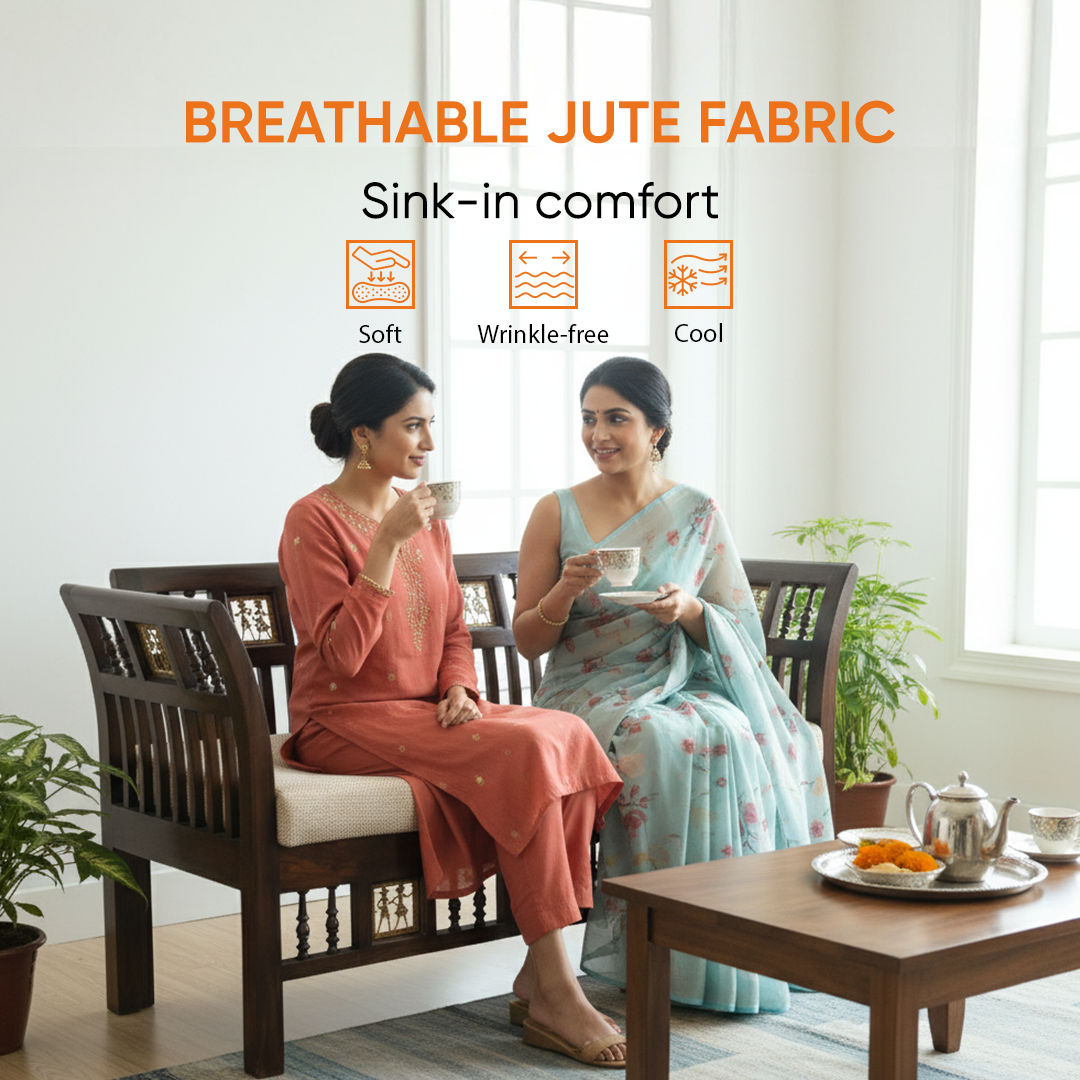 Arka 2 Seater Sofa in Walnut Colour by Aakriti Art Creations (48x24x27)