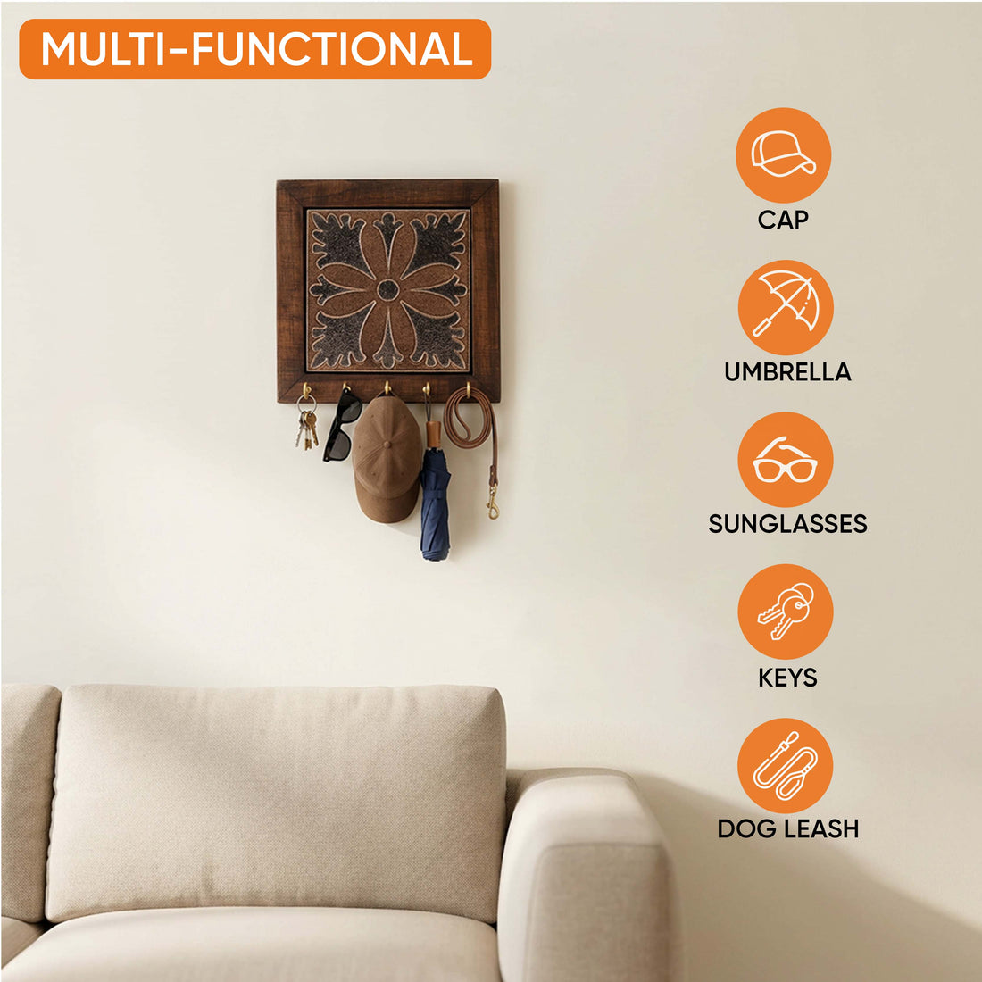 Brown Orchid Handcrafted Key Holder Panel