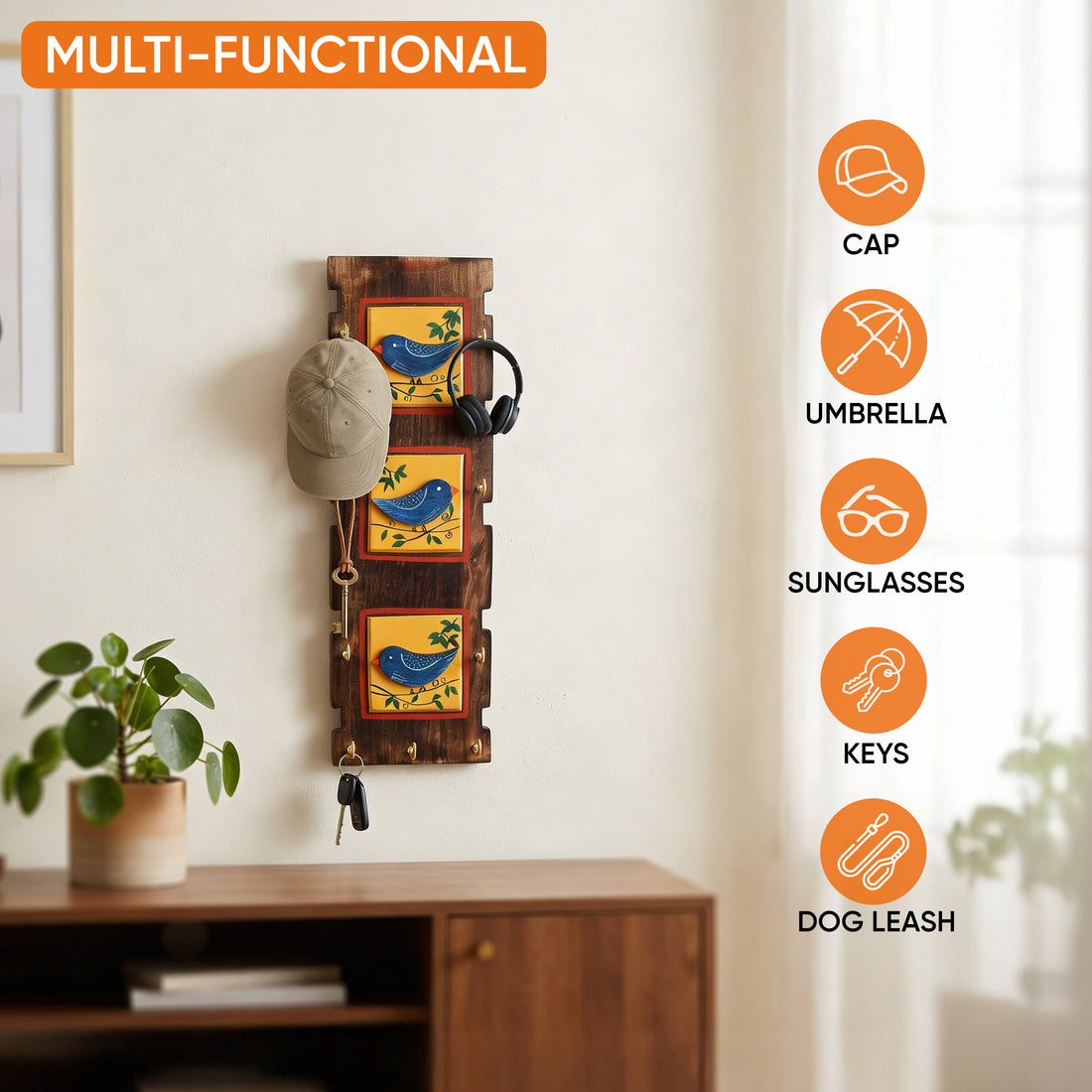 Love Birds Key Holder with 9 Key Hangers (5x.5x15)