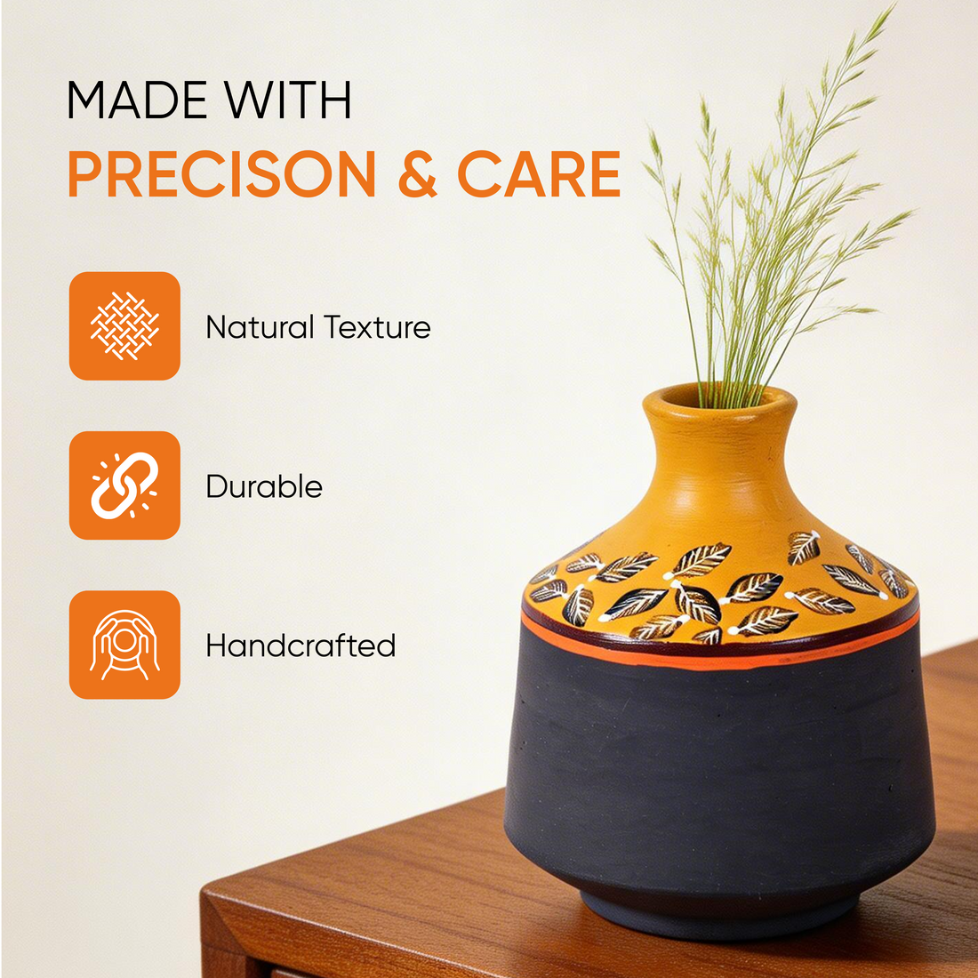 Midnight Sunflower Terracotta Cone Vase (5x5x6)