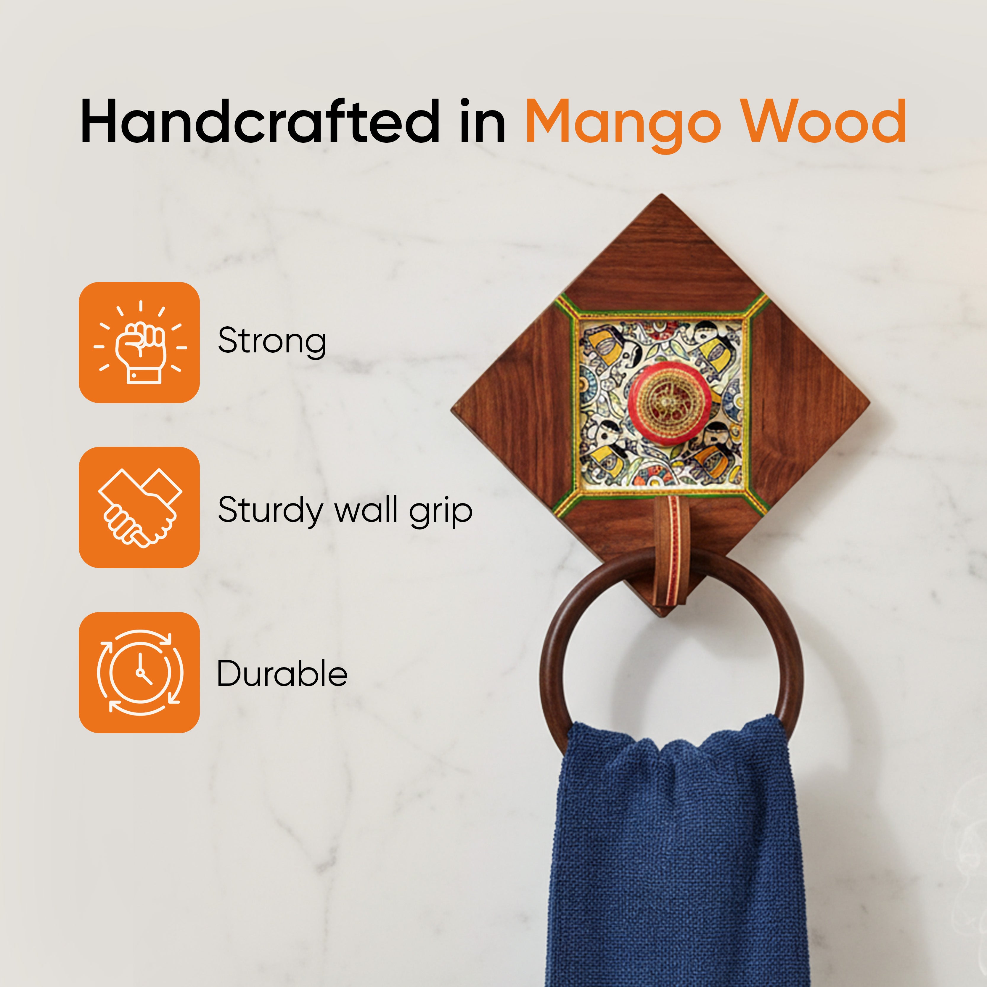Dhokra Elegance Wooden Towel Hanger