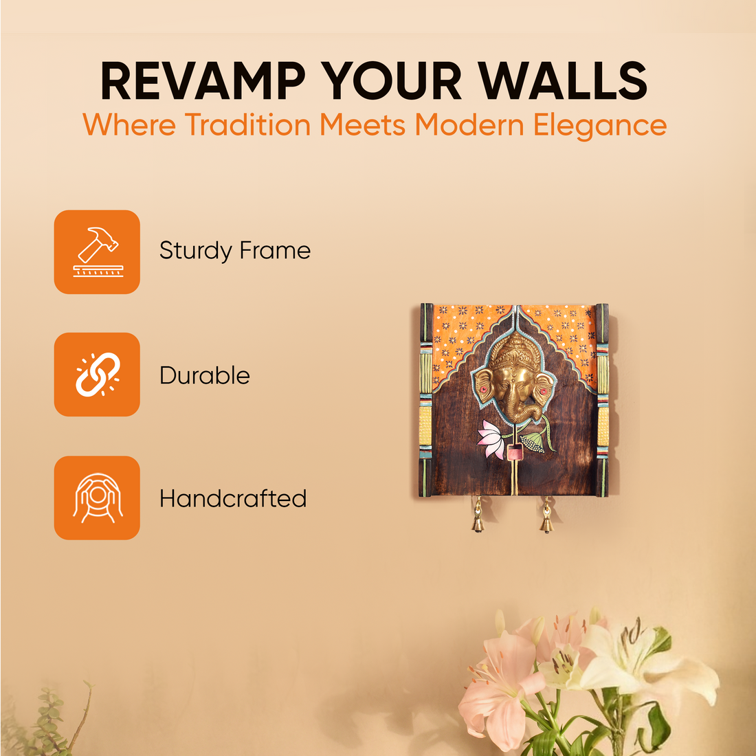 Amantran-I Wall Accent with divine Ganesha Majestically set on a beautiful frame