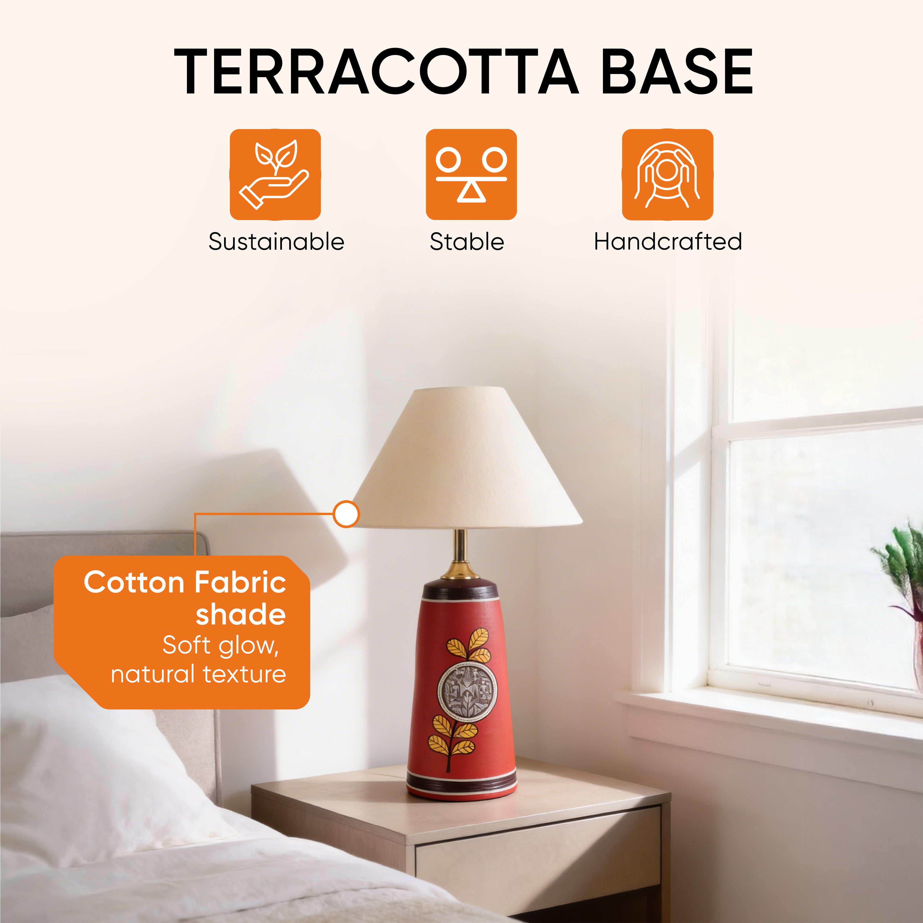 Red Ember Terracotta Table Lampshade (10x10x19)
