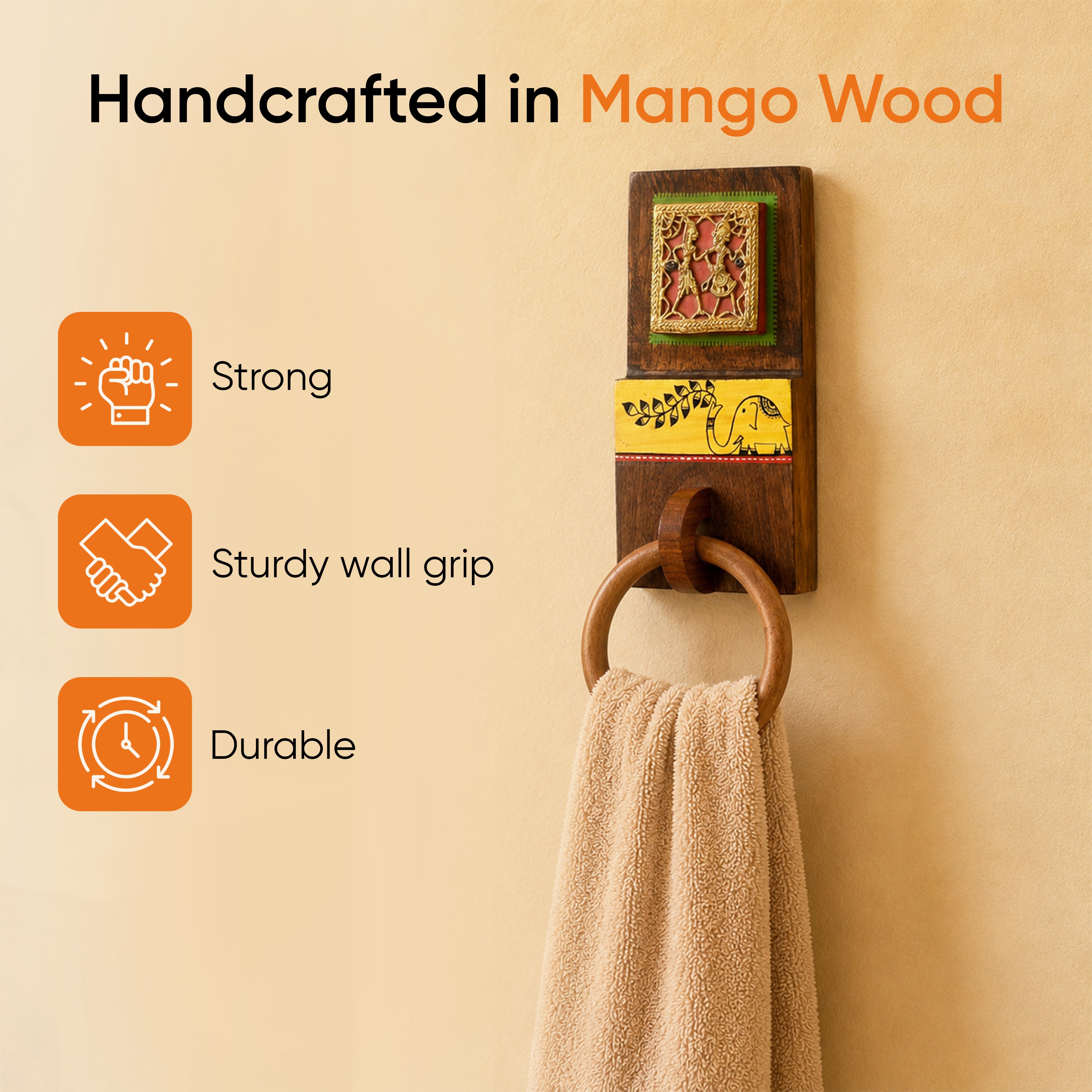 Yellow Elephant Towel Hanger (4x2.2x11)