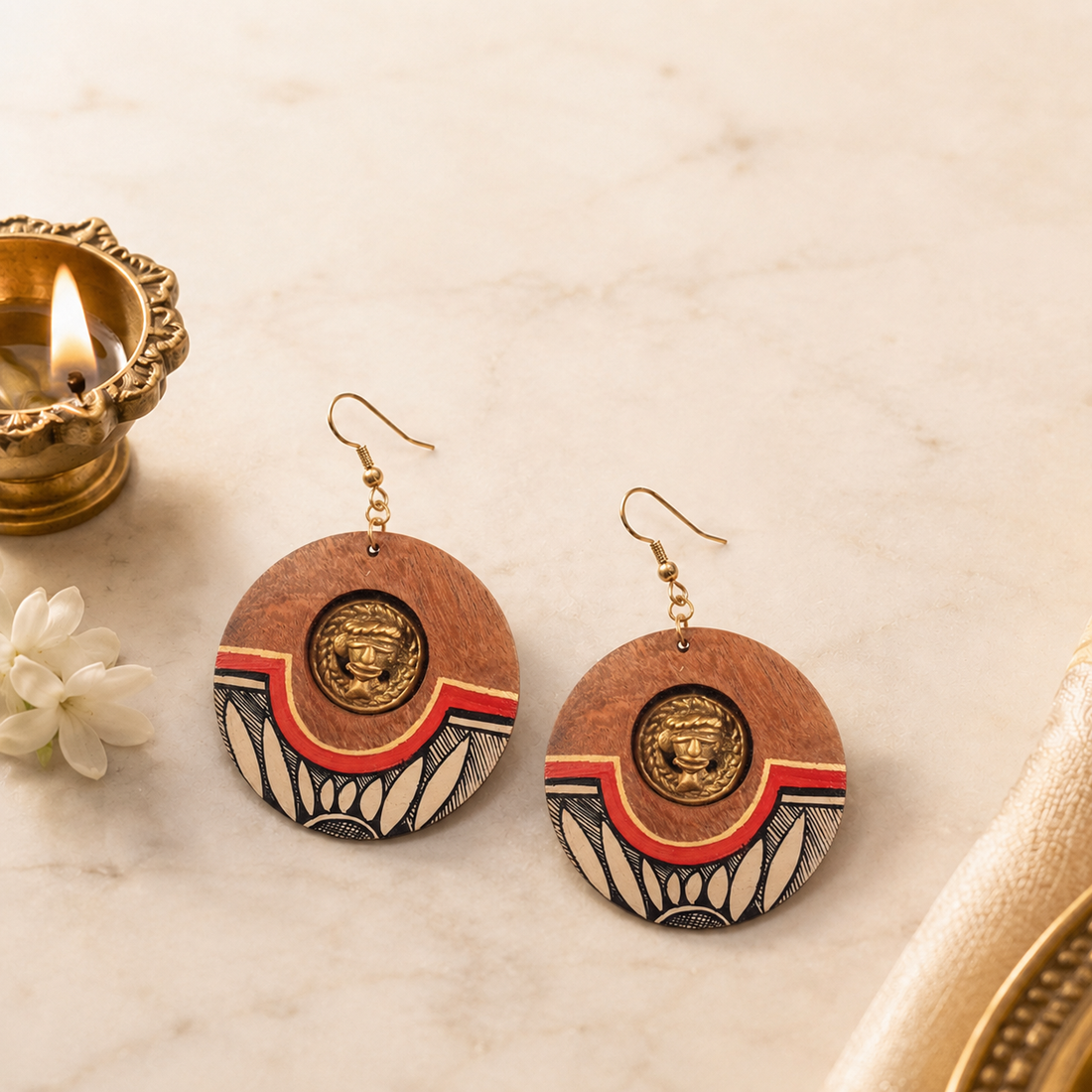 Princess-III' Handcrafted Tribal Wooden Earrings