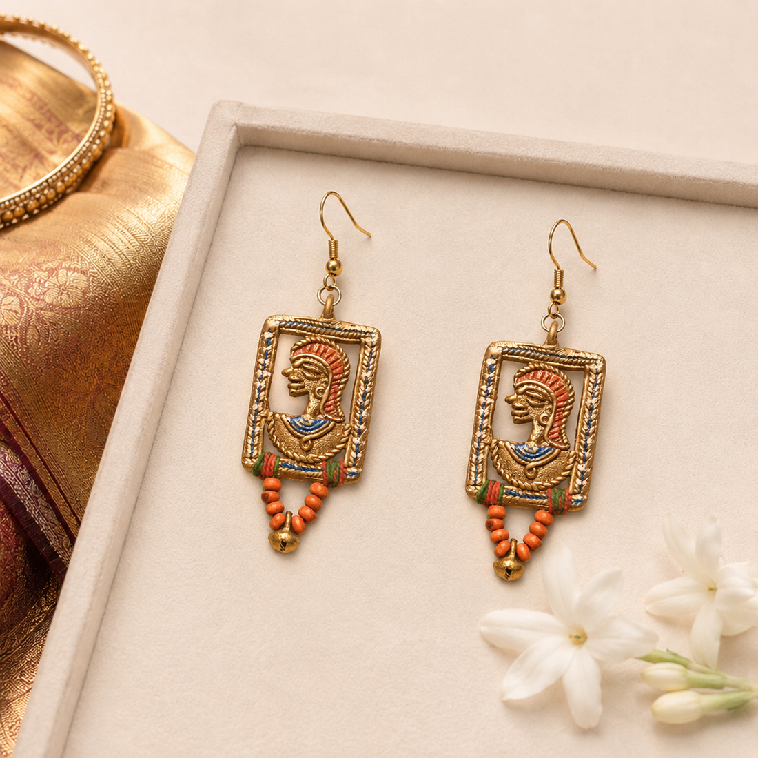 The Empress in Window Handcrafted Tribal Dhokra Earrings