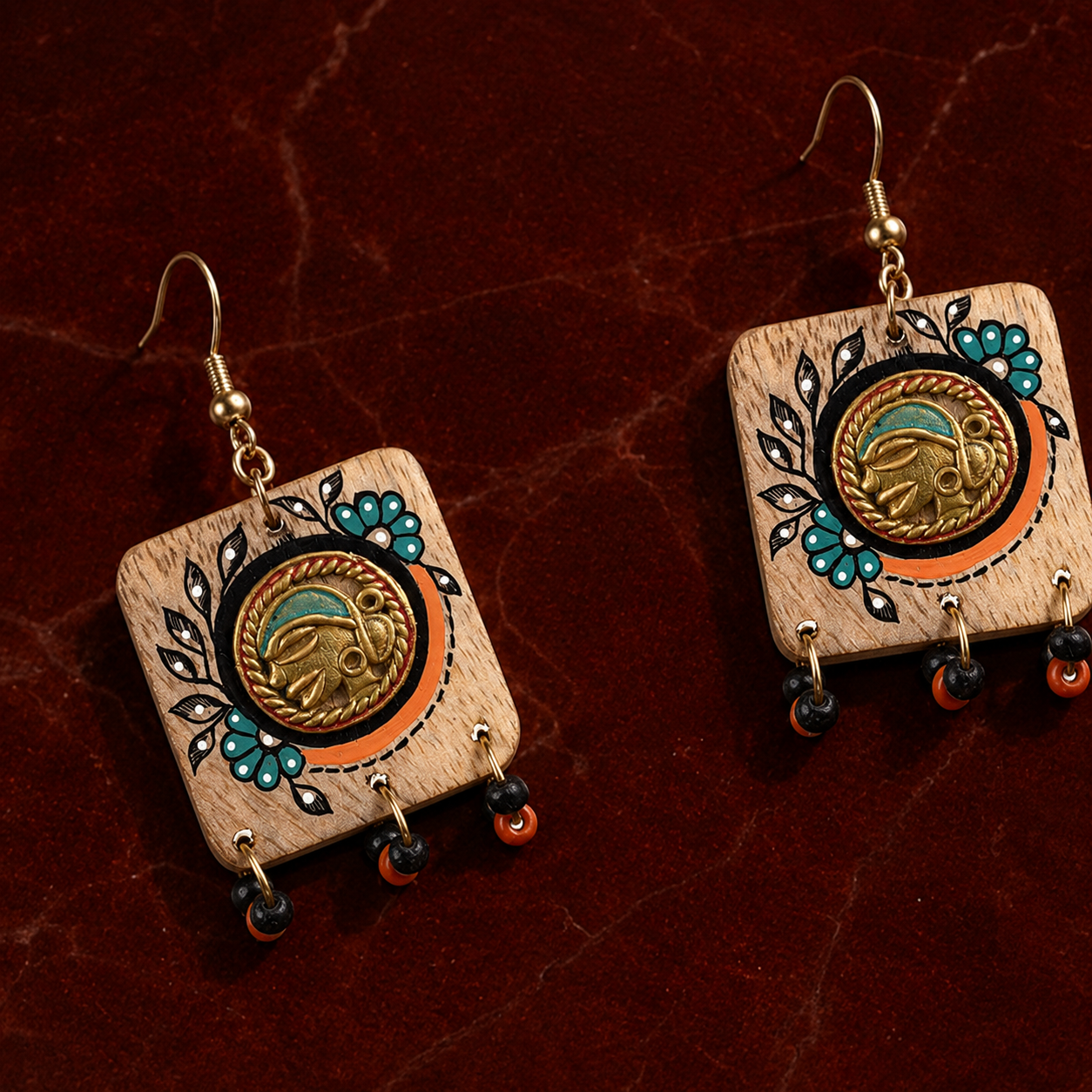 Butterfly-VIII' Handcrafted Tribal Wooden Earrings