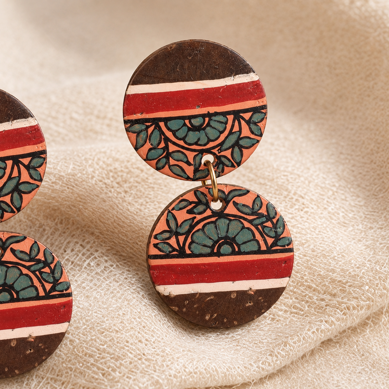 Floral Drops Handcrafted Tribal Wooden Earrings