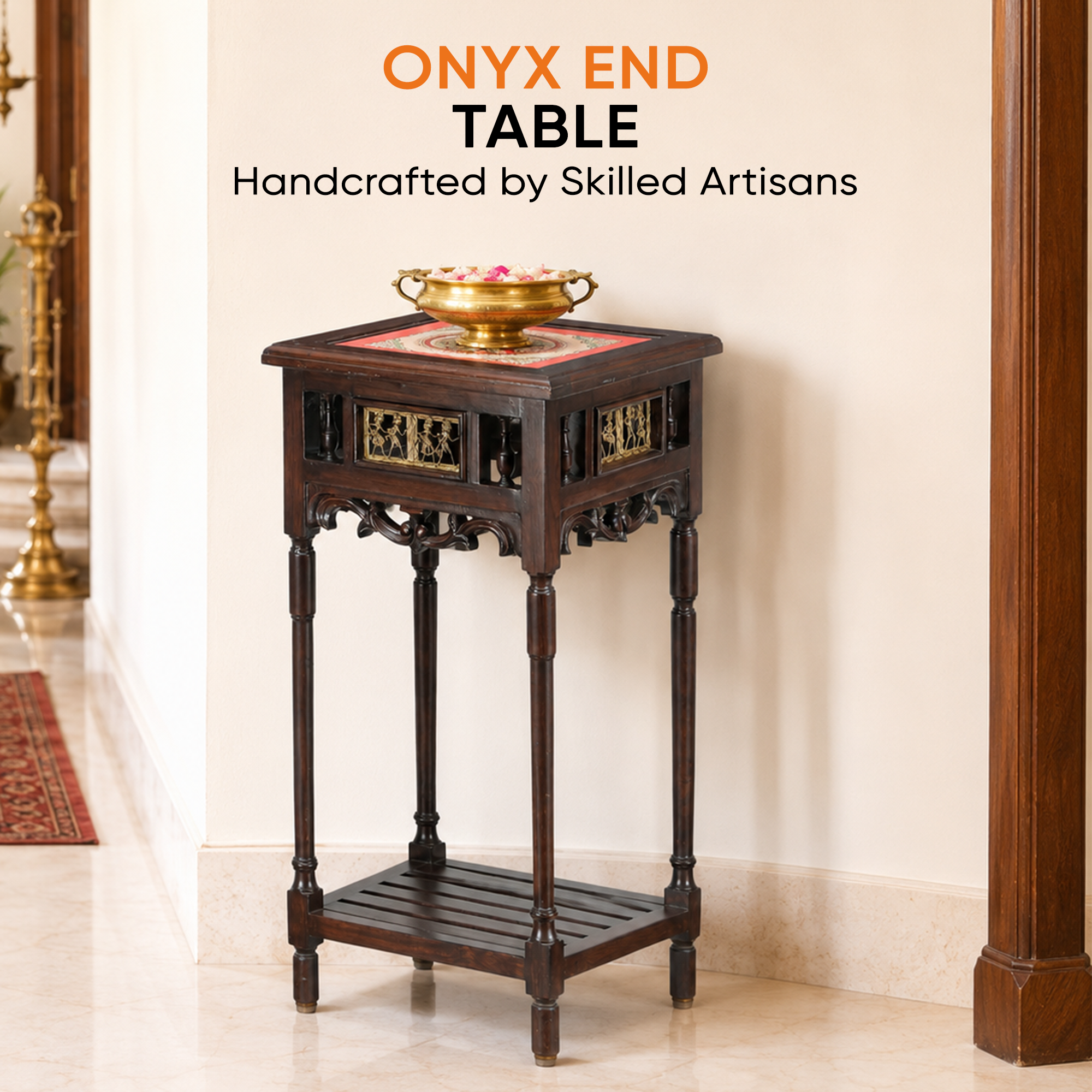Onyx End Table in Teakwood with Walnut Finish (15.5x15.5x30)