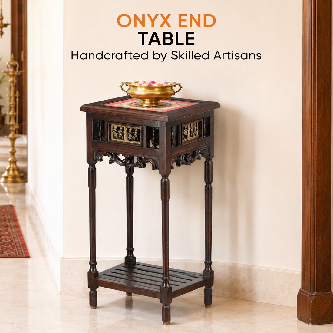 Onyx End Table in Teakwood with Walnut Finish (15.5x15.5x30)