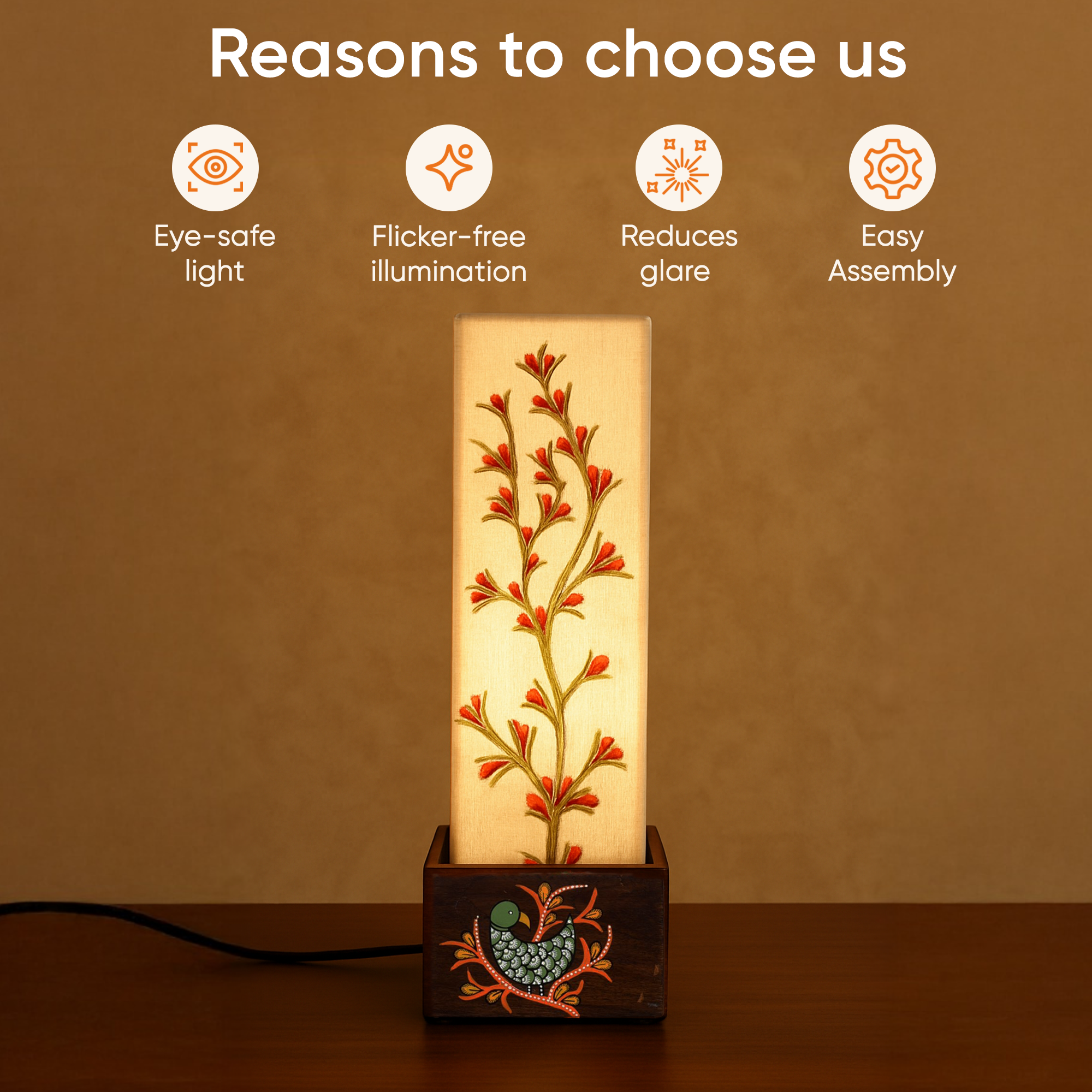 Birds in Tree Pillar Table Lamp