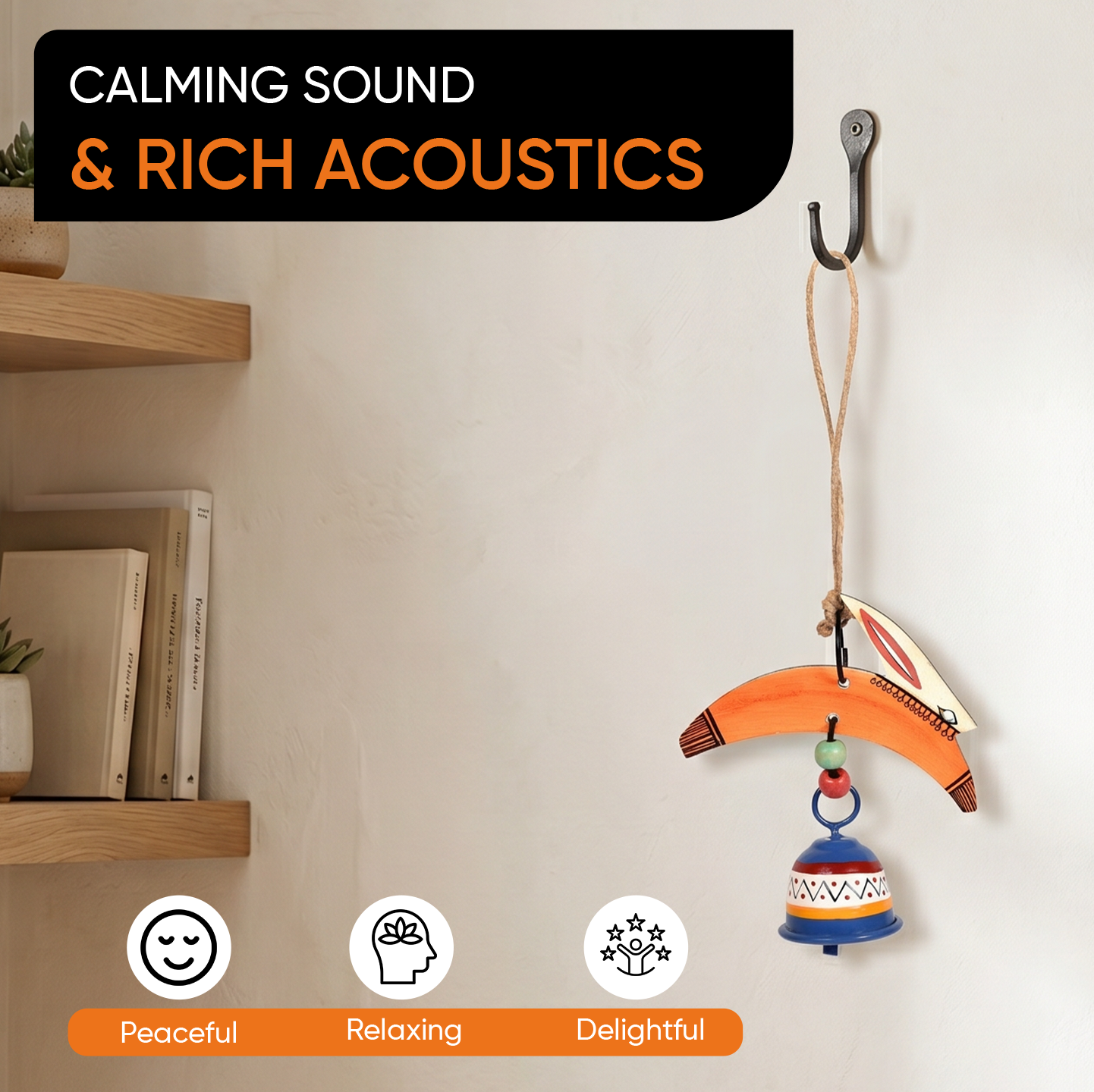 Rabbit Wind Chimes with Metal Bell for Outdoor Hanging and Home Decoration
