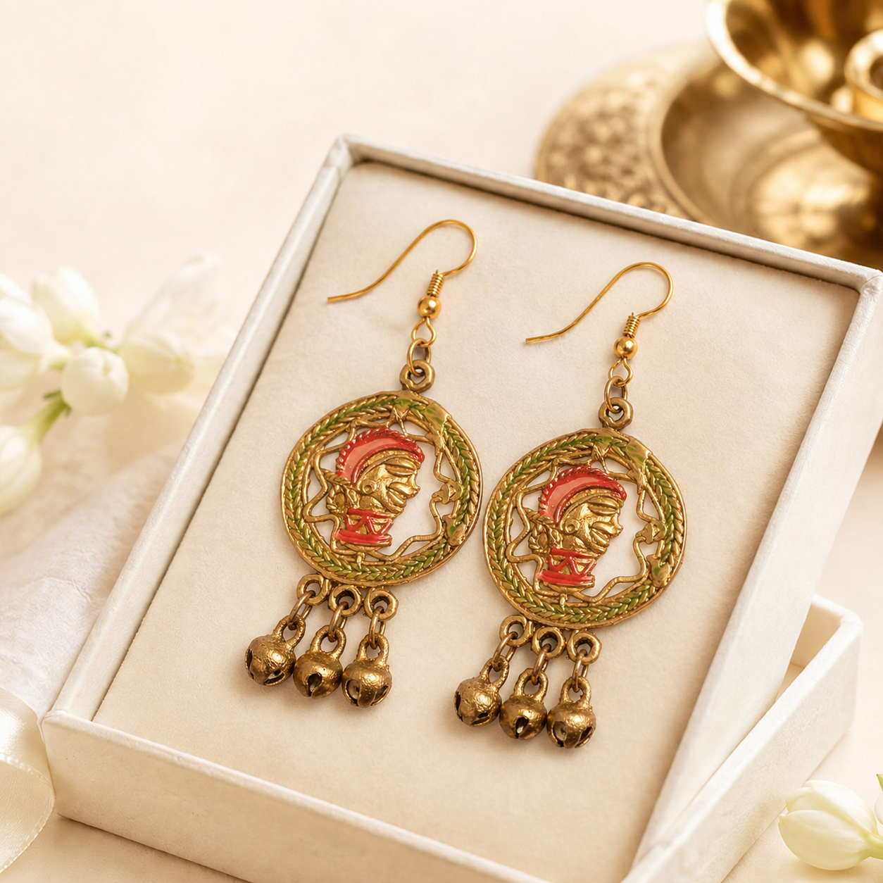 The Empress Star Handcrafted Trobal Dhokra Earrings