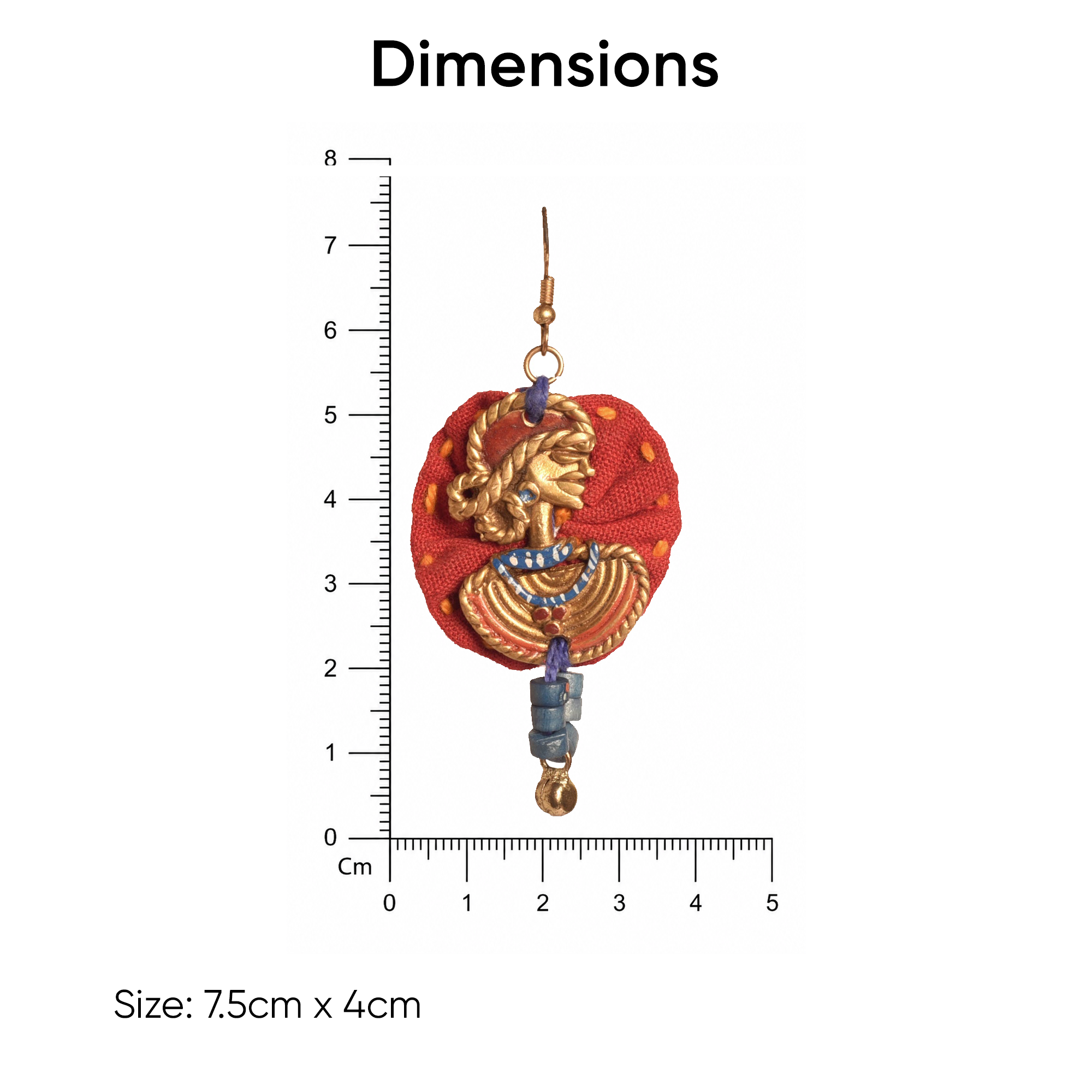 The Royal Empress Handcrafted Tribal Dhokra Round Earrings in Red