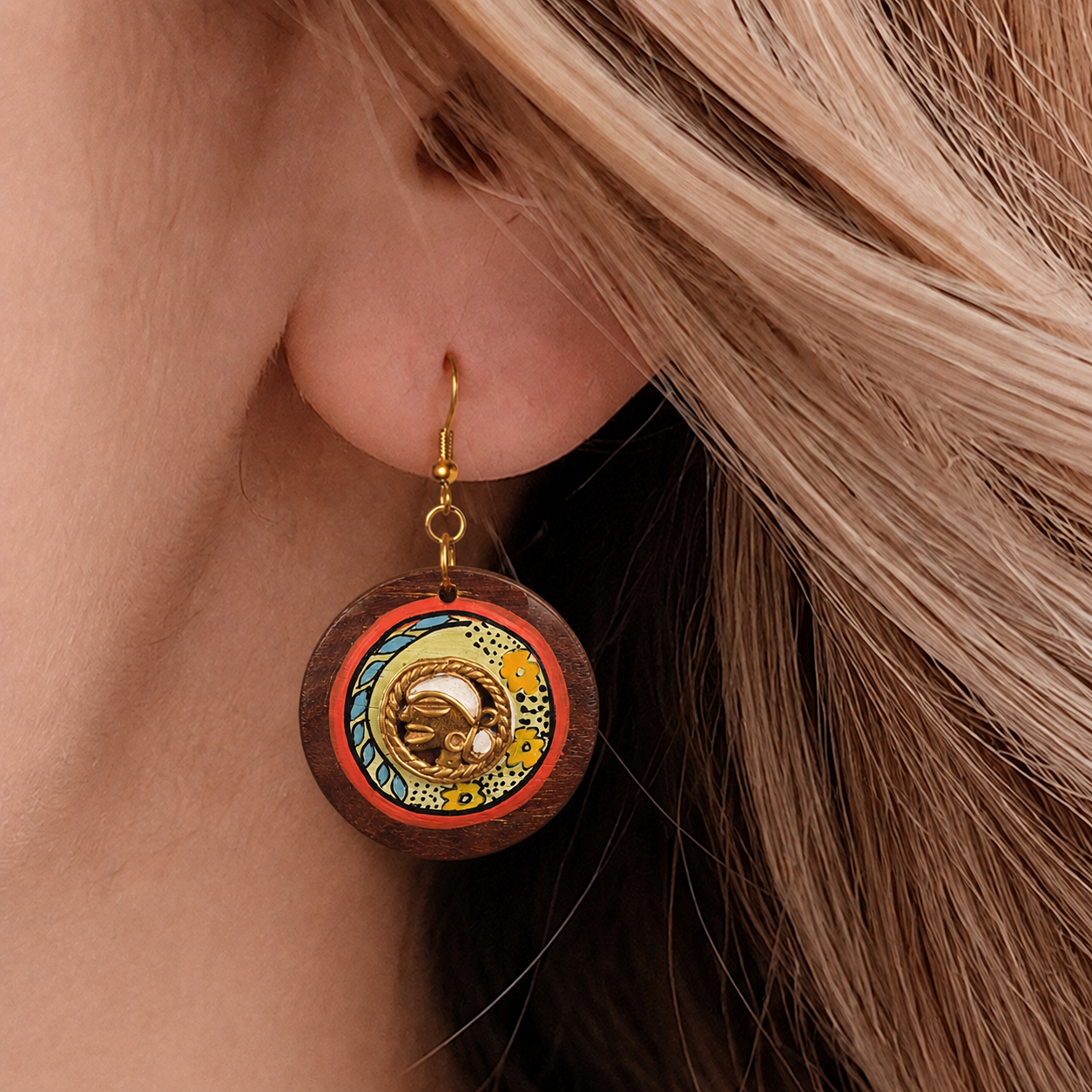 Princess-IV' Handcrafted Tribal Wooden Earrings