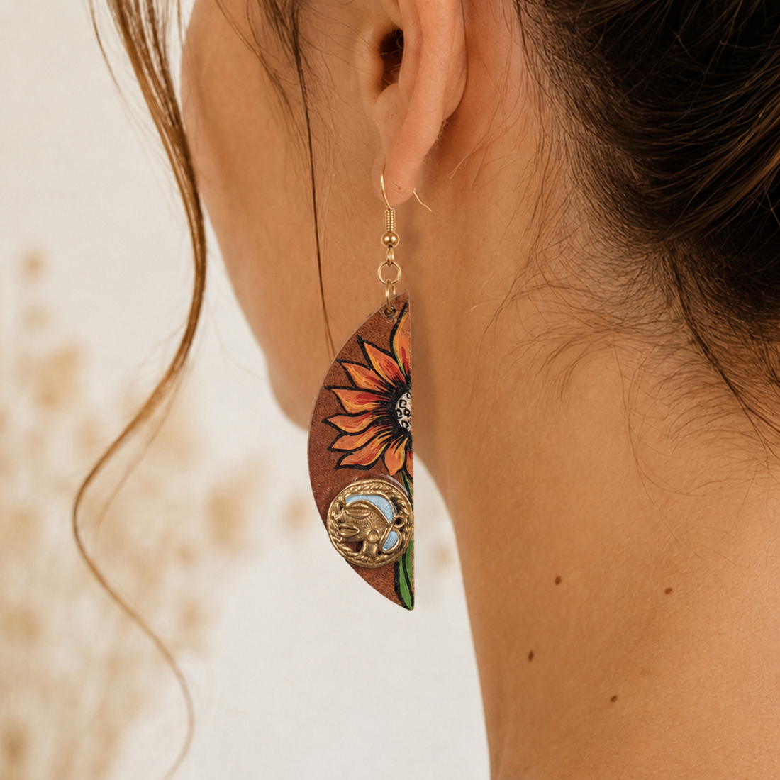 Butterfly-XII' Handcrafted Tribal Wooden Earrings