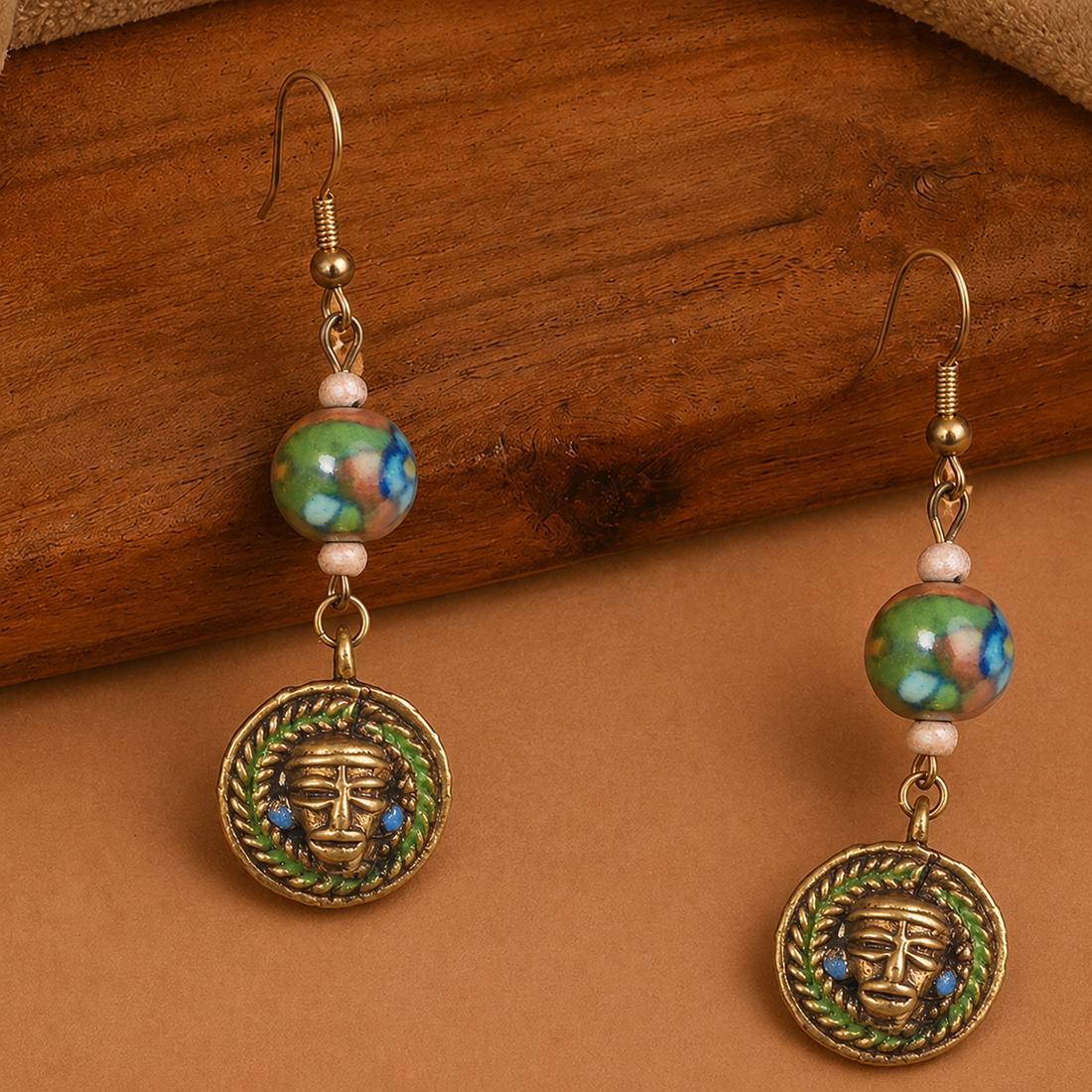 Bohemian Brass Strokes Ethnic Earrings
