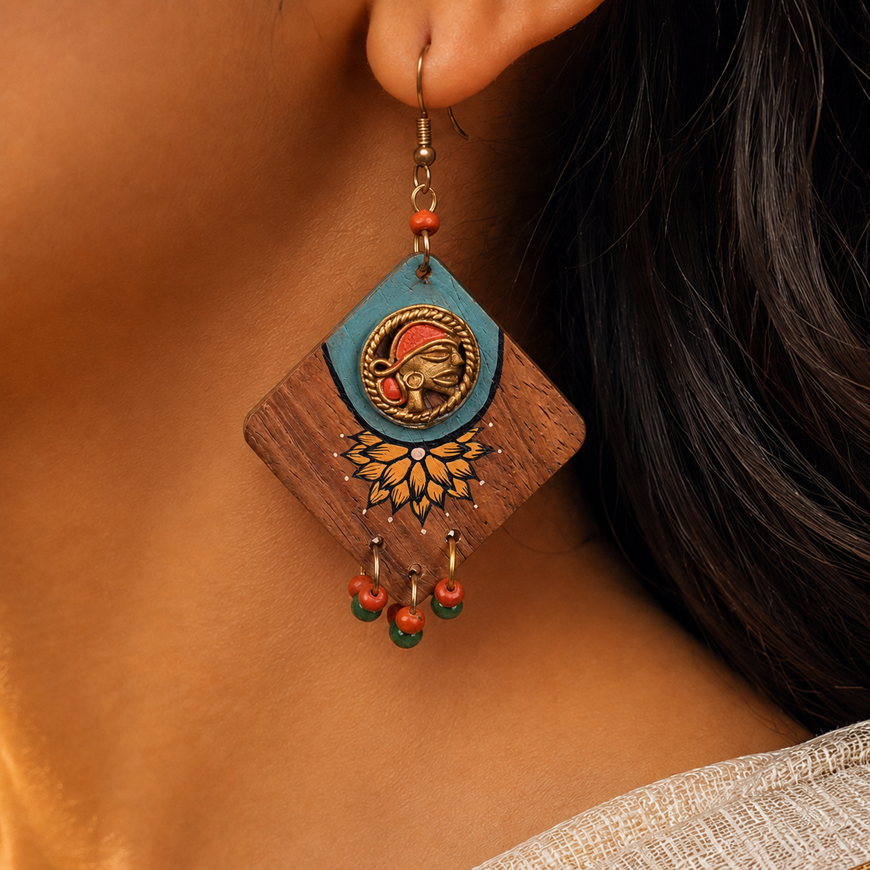 Butterfly-IV' Handcrafted Tribal Wooden Earrings