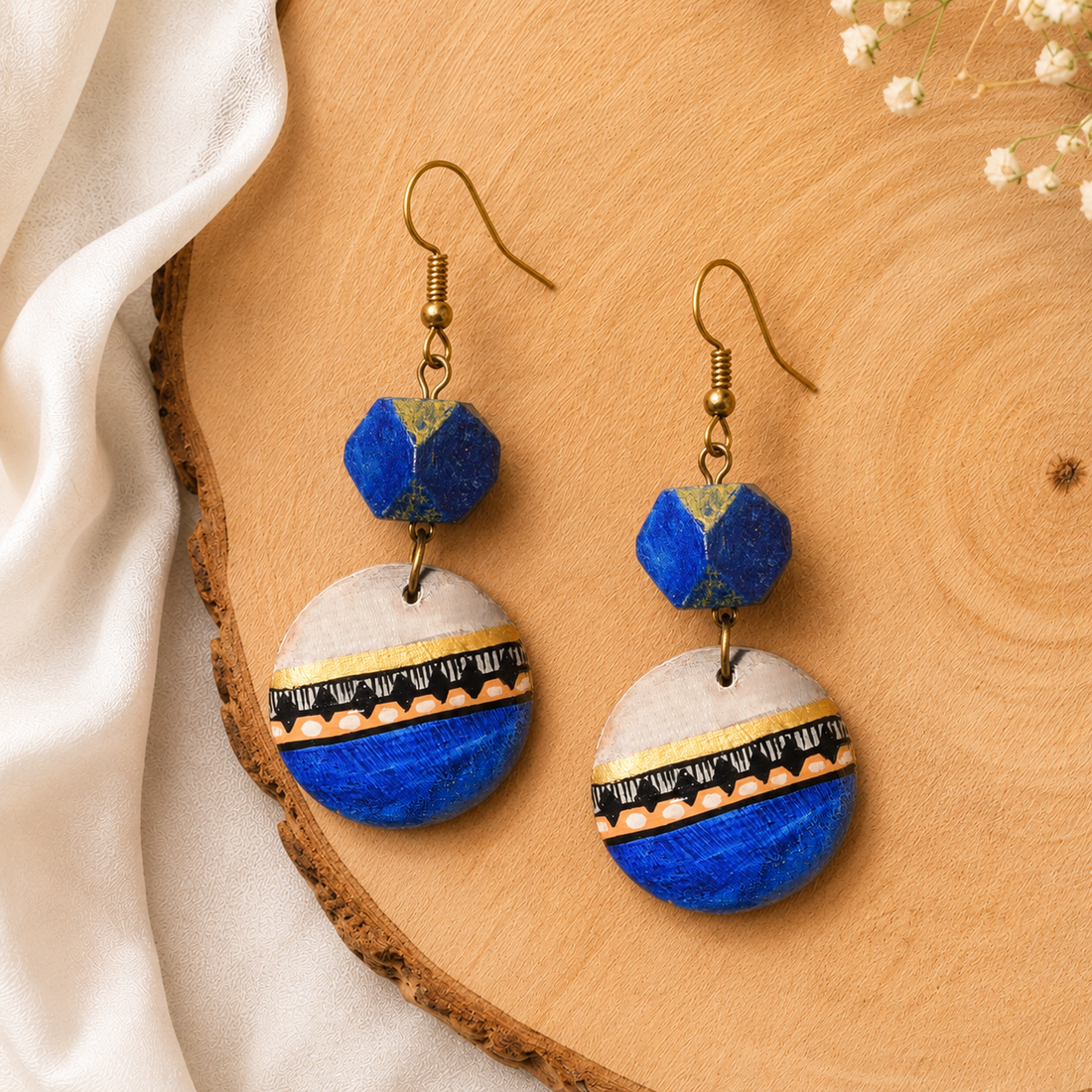 Regal Blue Strokes Earrings