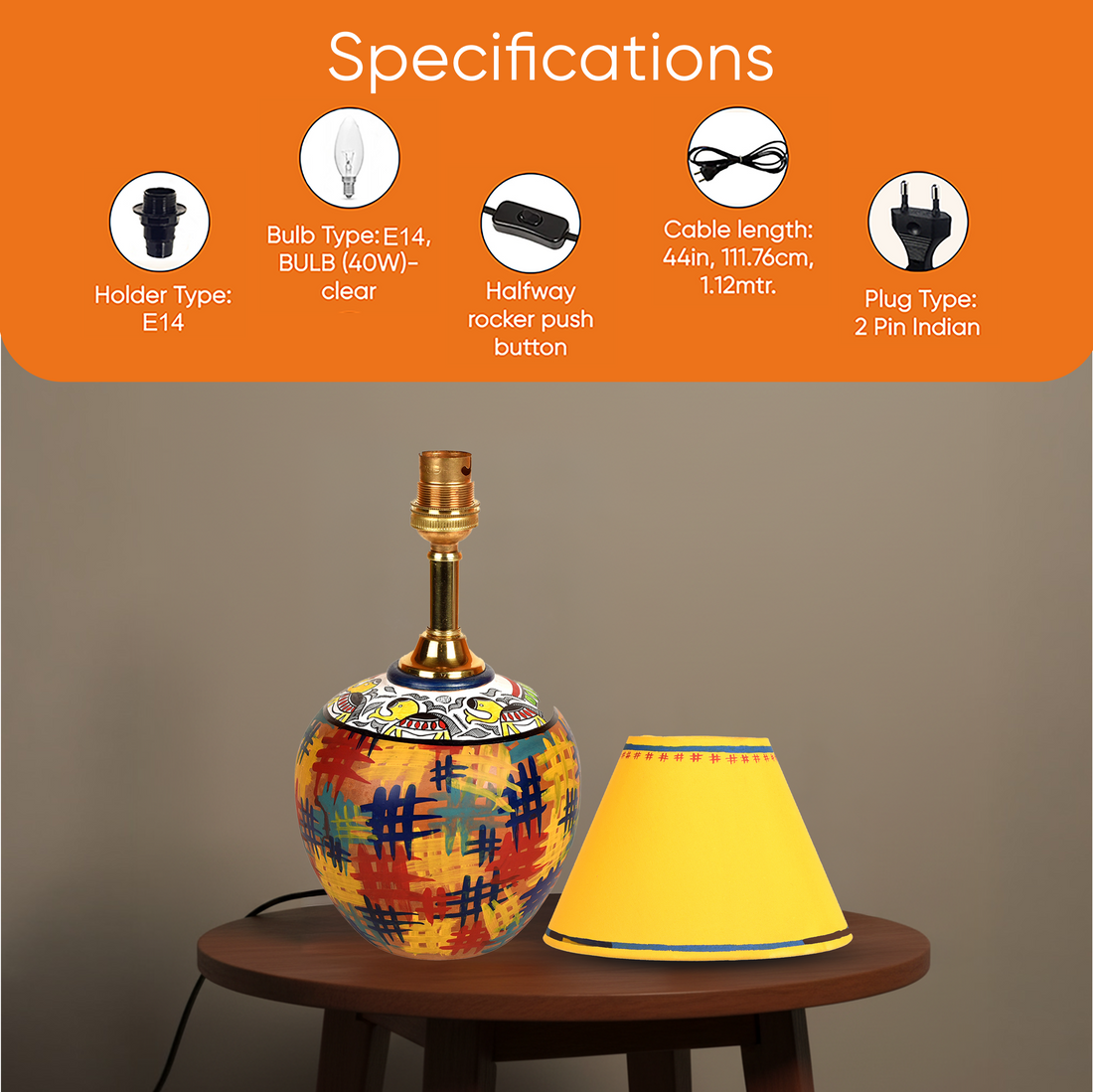 Colour Splash Terracotta Table Lamp (8x12)